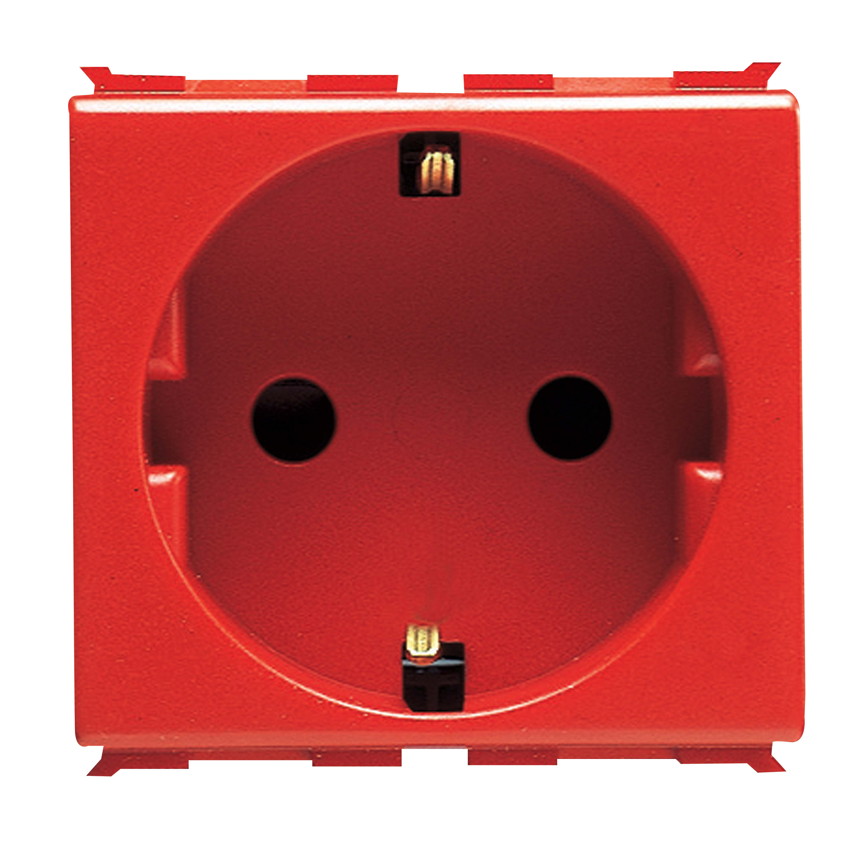 GEWISS - PRESA-STANDARD TEDESCO 250V ac - PER LINEE DEDICATE - 2P+T 16A - 2 MODULI - ROSSA - PLAYBUS