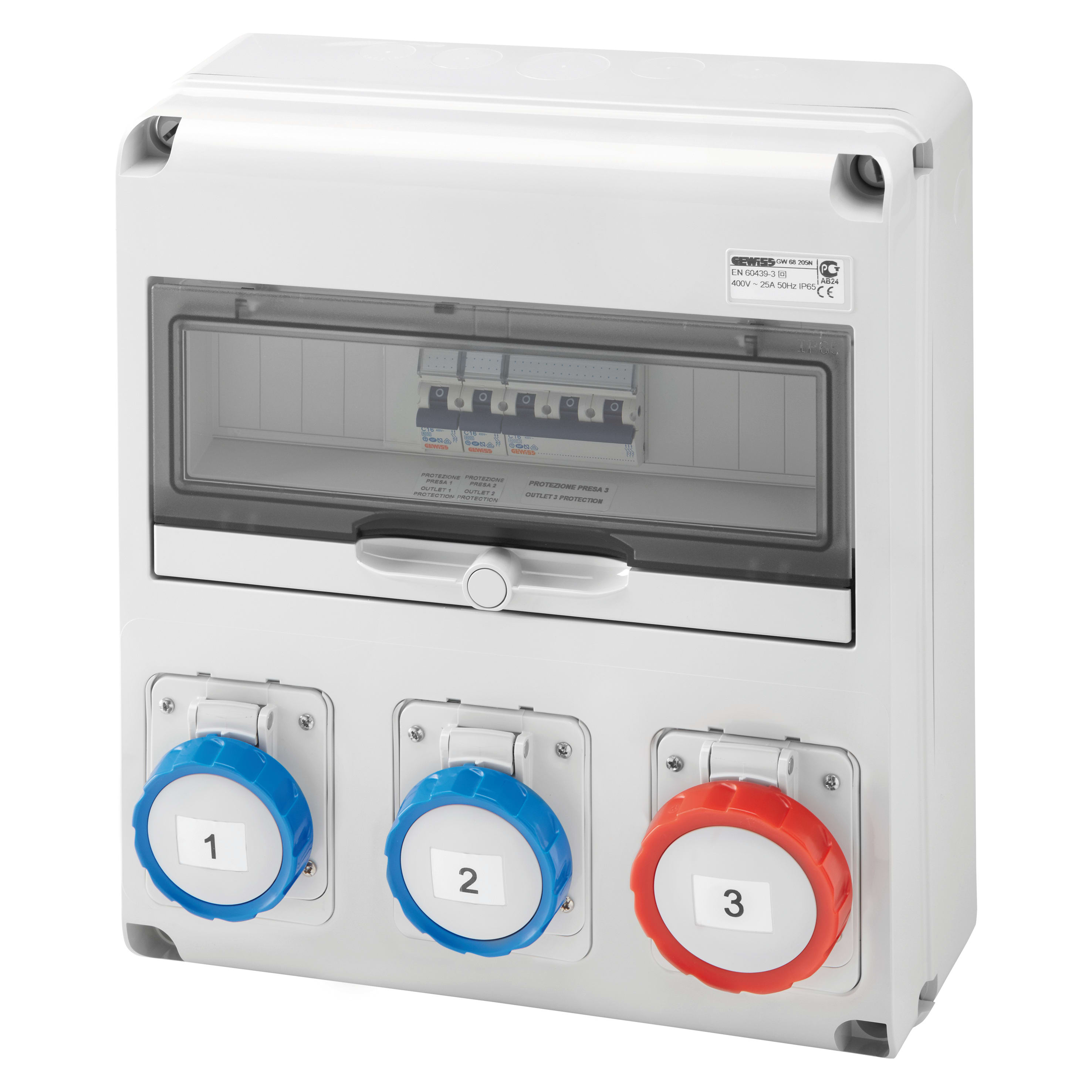 GEWISS - Q-DIN 14 DBO - 3 PRESE IEC 309 - IP65