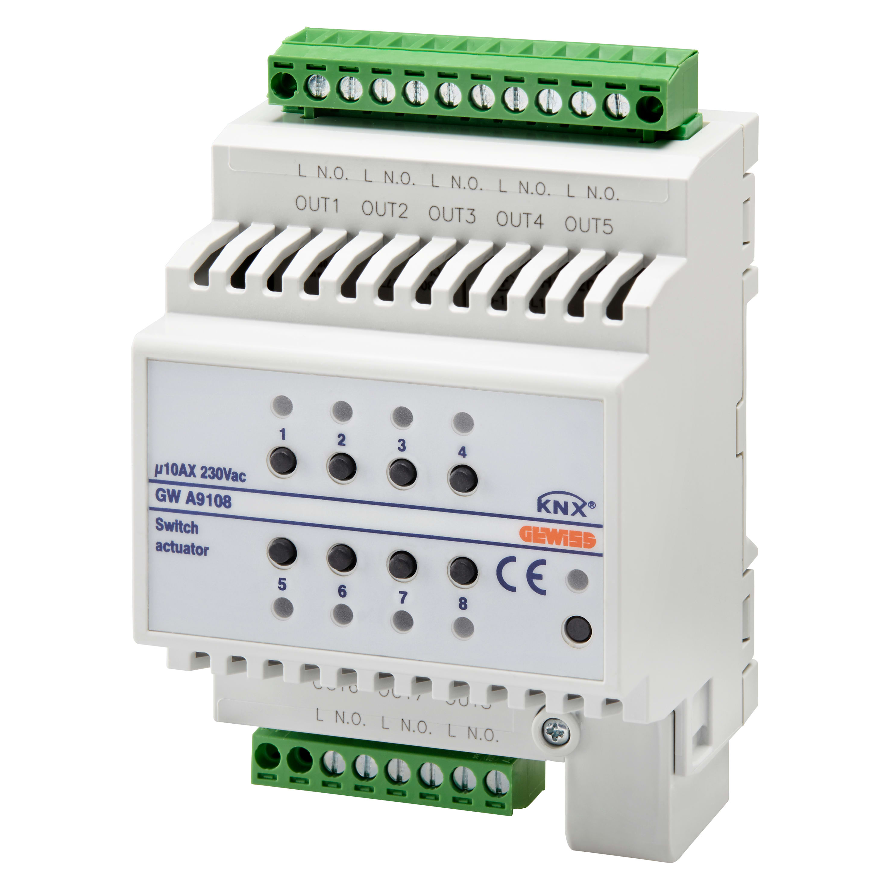 GEWISS - ATTUATORE ON/OFF - 8 CANALI - 10AX - KNX - IP20 - 4 MODULI DIN