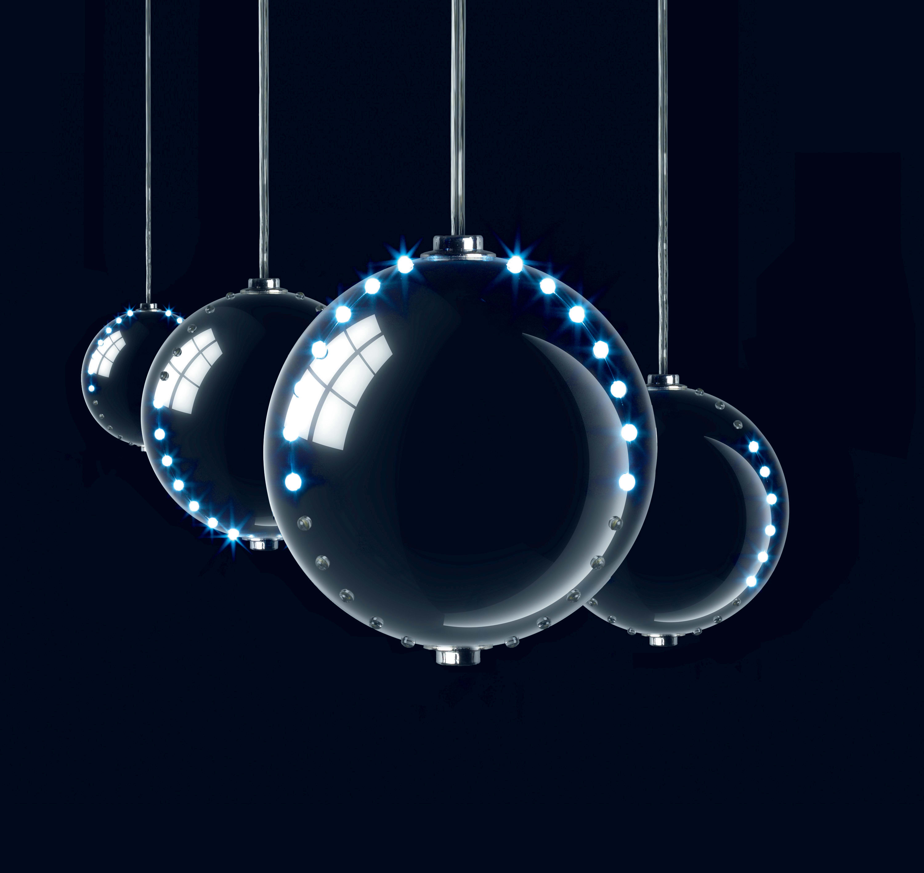 GIOCOPLAST NATALE - SET 4 SFERE SNOWFALL ARG., D.80MM., 2 LINEE, 96 LED BIANCHI, TOT. MT.1.20, X INT.