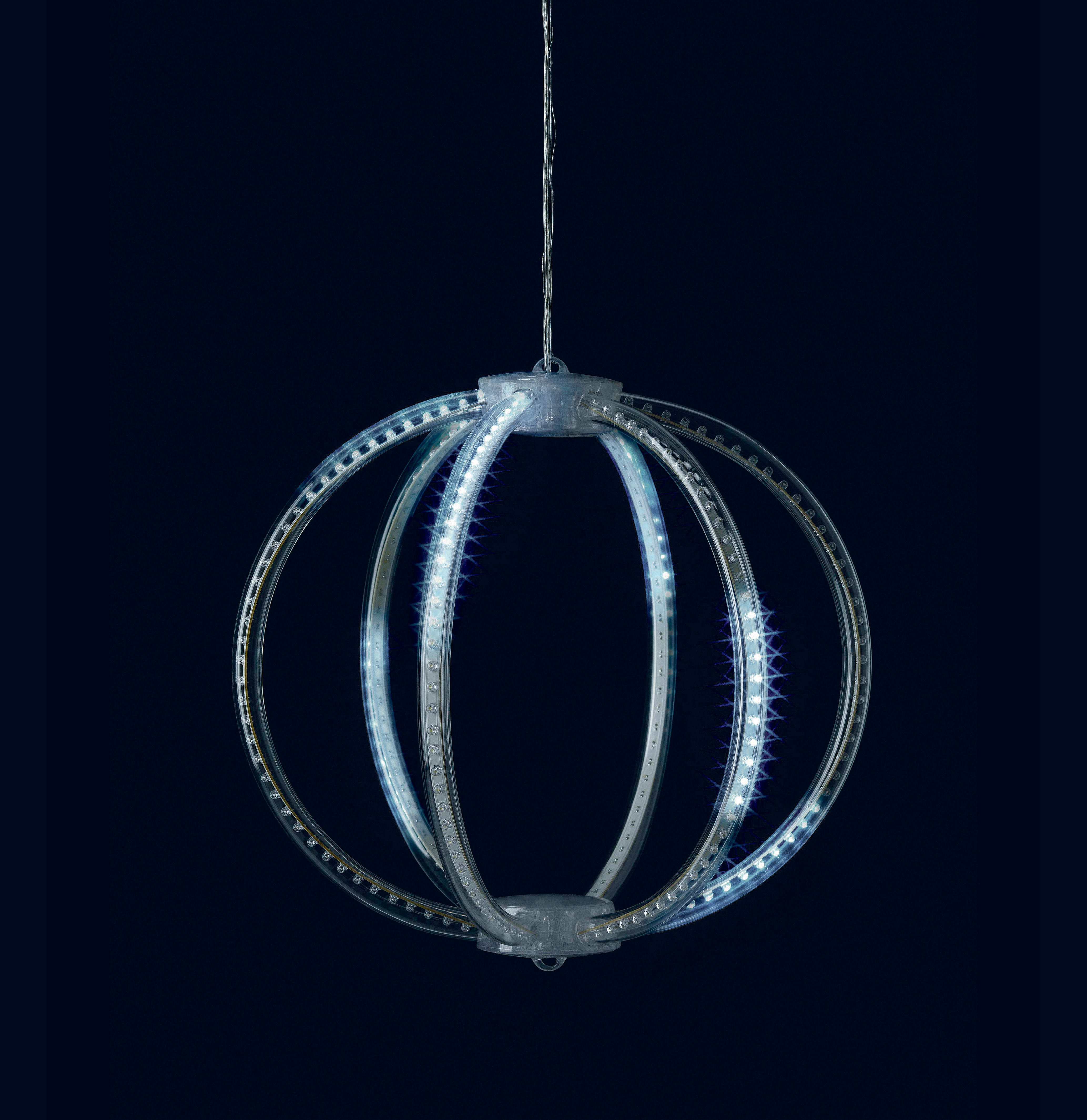 GIOCOPLAST NATALE - SFERA SNOWFALL OPEN, D.480MM., 6 LINEE, 360 LED BIANCHI, X EST.