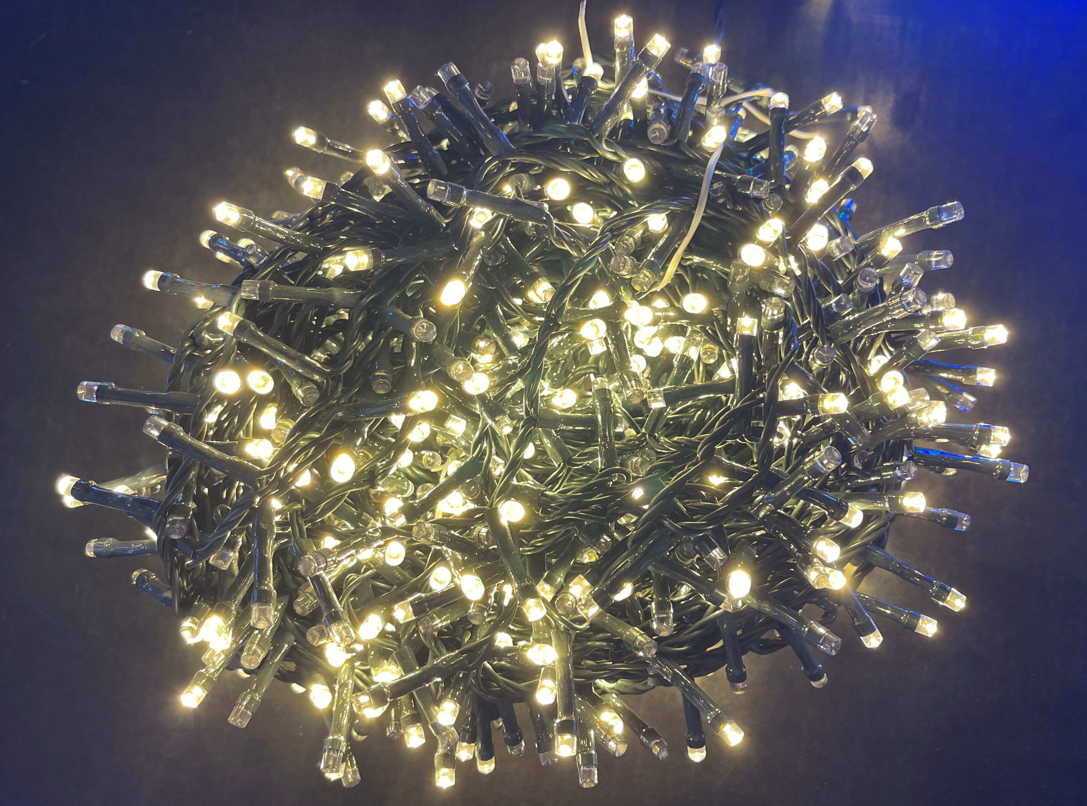 GIOCOPLAST NATALE - 1500 LED BIANCO CALDO CAVO SCURO, USO EST/INT, CON GIOCHI LUCE, LUCI MT 30, CAVO ALIM MT 3, CON TRASF. IP44