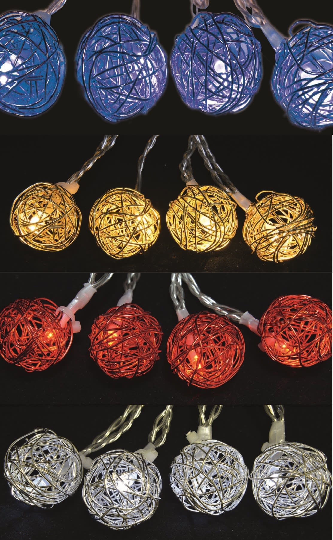 GIOCOPLAST NATALE - 10 SFERE METALLO INTRECCIATO A BATTERIA, 4 COL ASS. 14212234