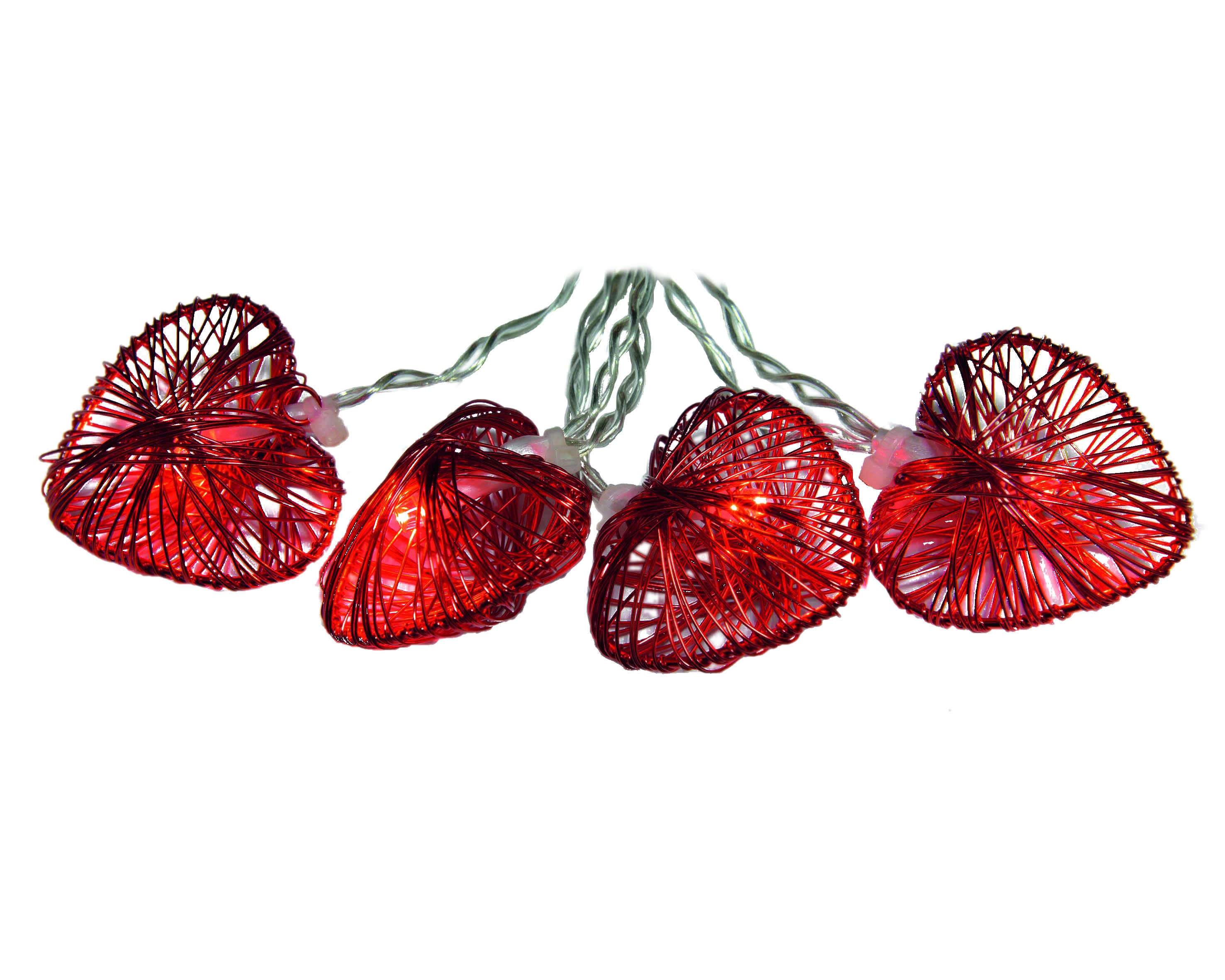 GIOCOPLAST NATALE - 10 CUORI ROSSI METALLO A BATTERIA