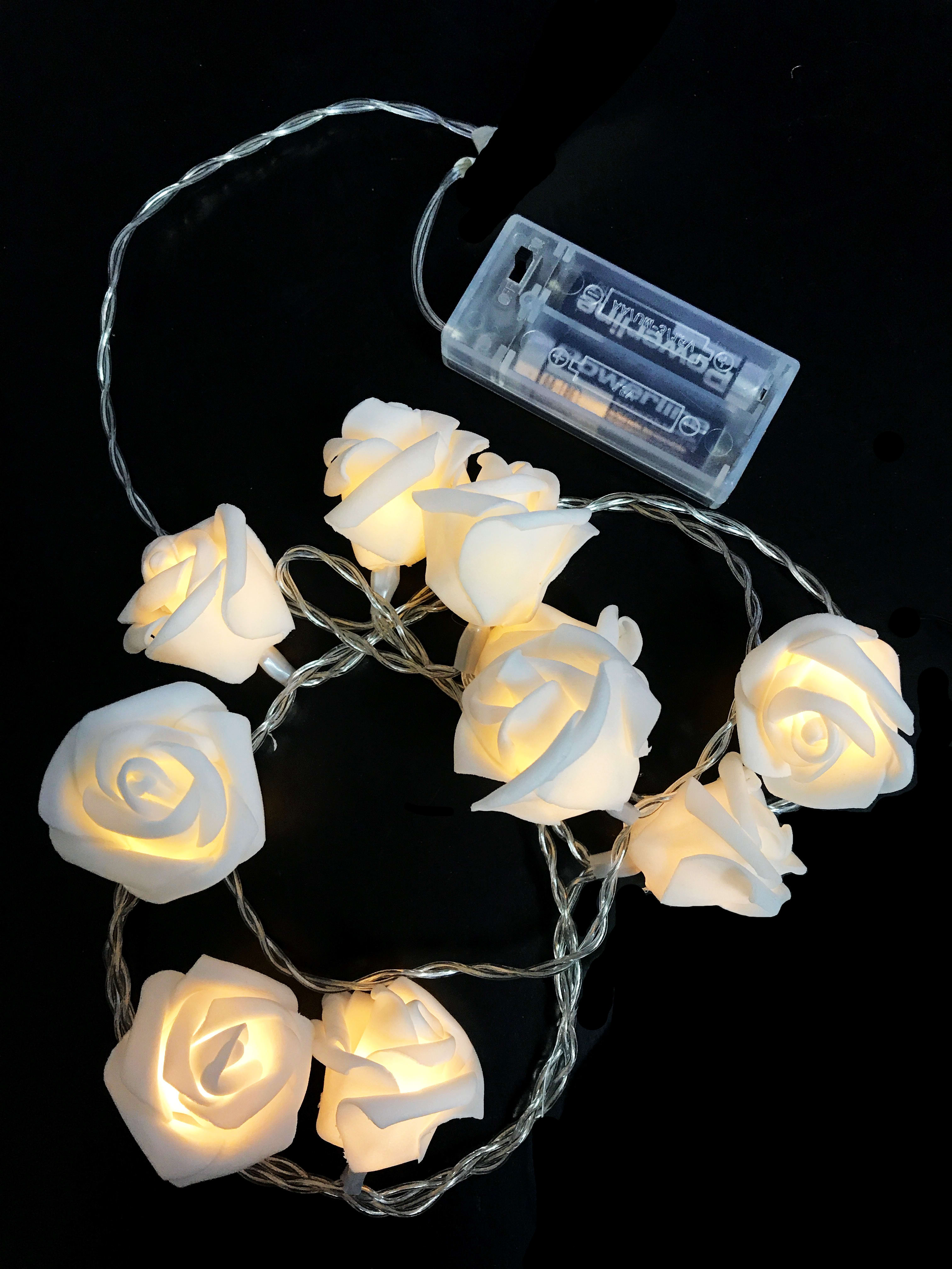GIOCOPLAST NATALE - 10 ROSE BIANCHE LED A BATTERIE