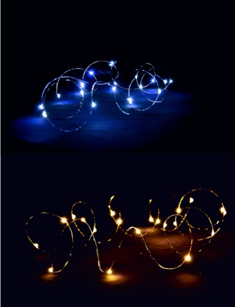 GIOCOPLAST NATALE - 50 GOCCE DI LED SU FILO DI RAME MODELLABILE A BATTERIE, 5 M, COL. ASS.