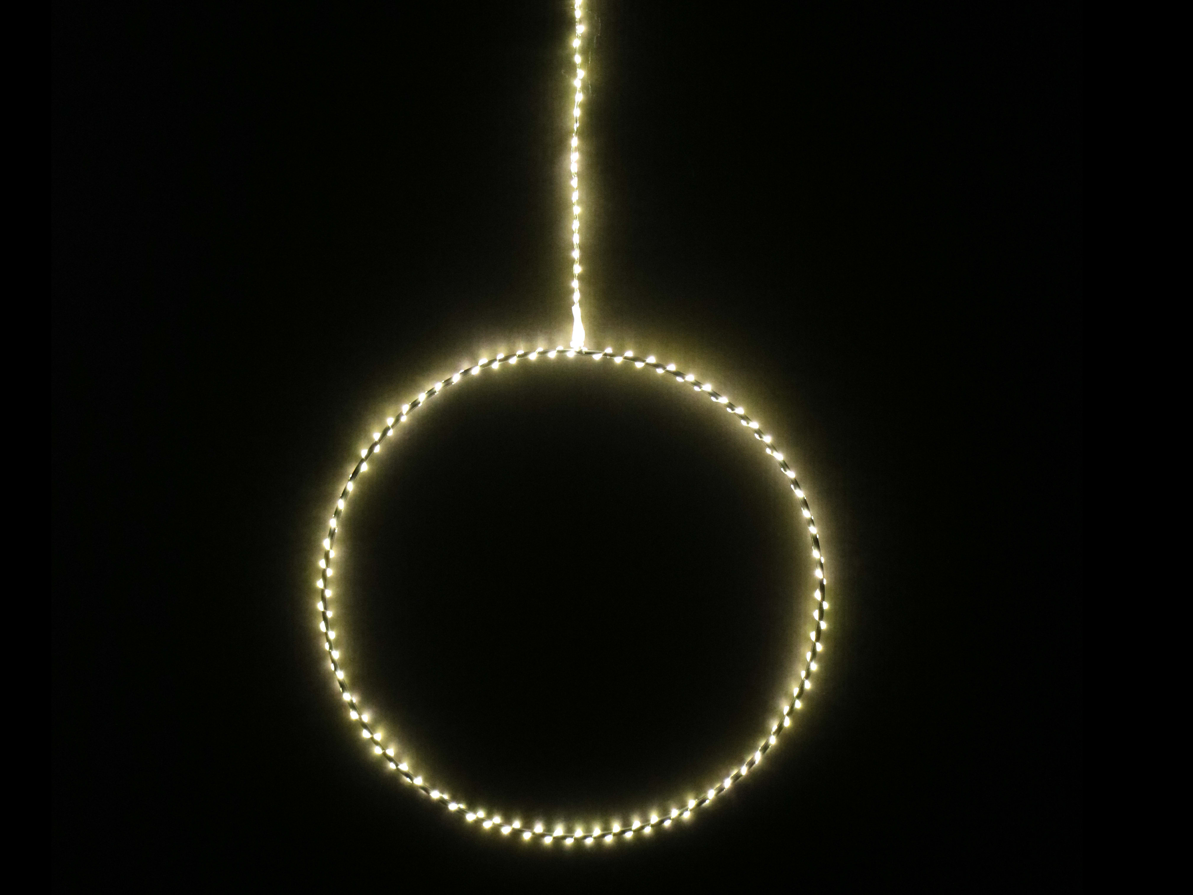 GIOCOPLAST NATALE - ANELLO D.50CM DA APPENDERE, CON GOCCE DI LED BIANCO CALDO, CON TRASF. IP20