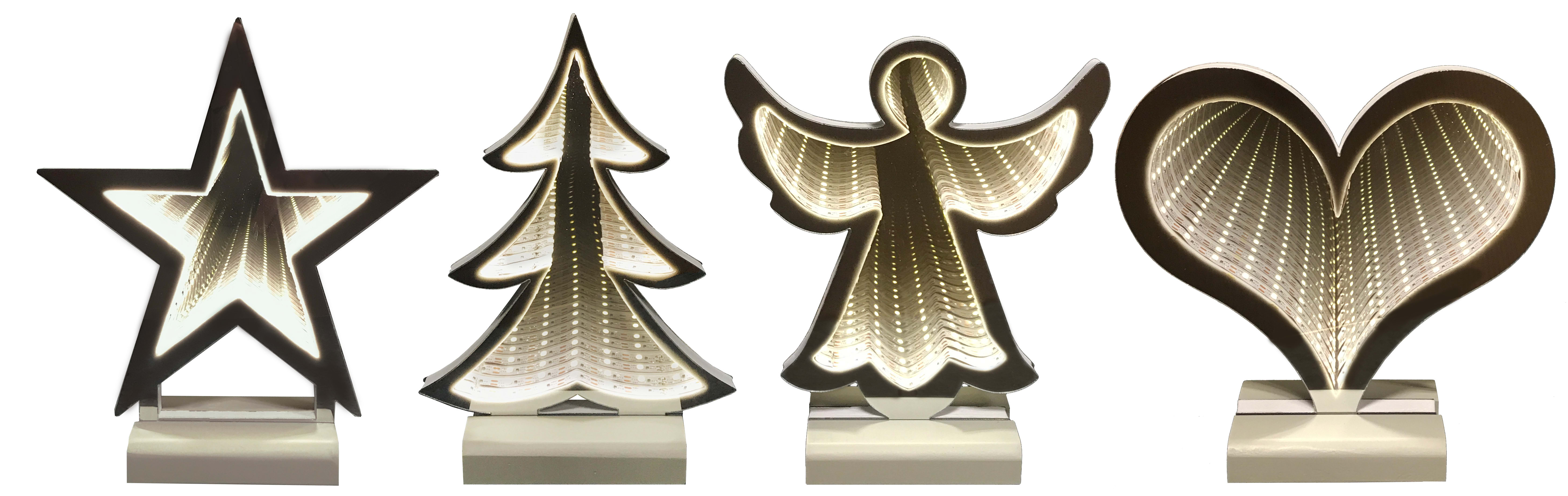 GIOCOPLAST NATALE - FIGURA 20CM INFINITY LIGHT CON LUCE LED BIANCO CALDO A BATTERIE, MOD. ASS.