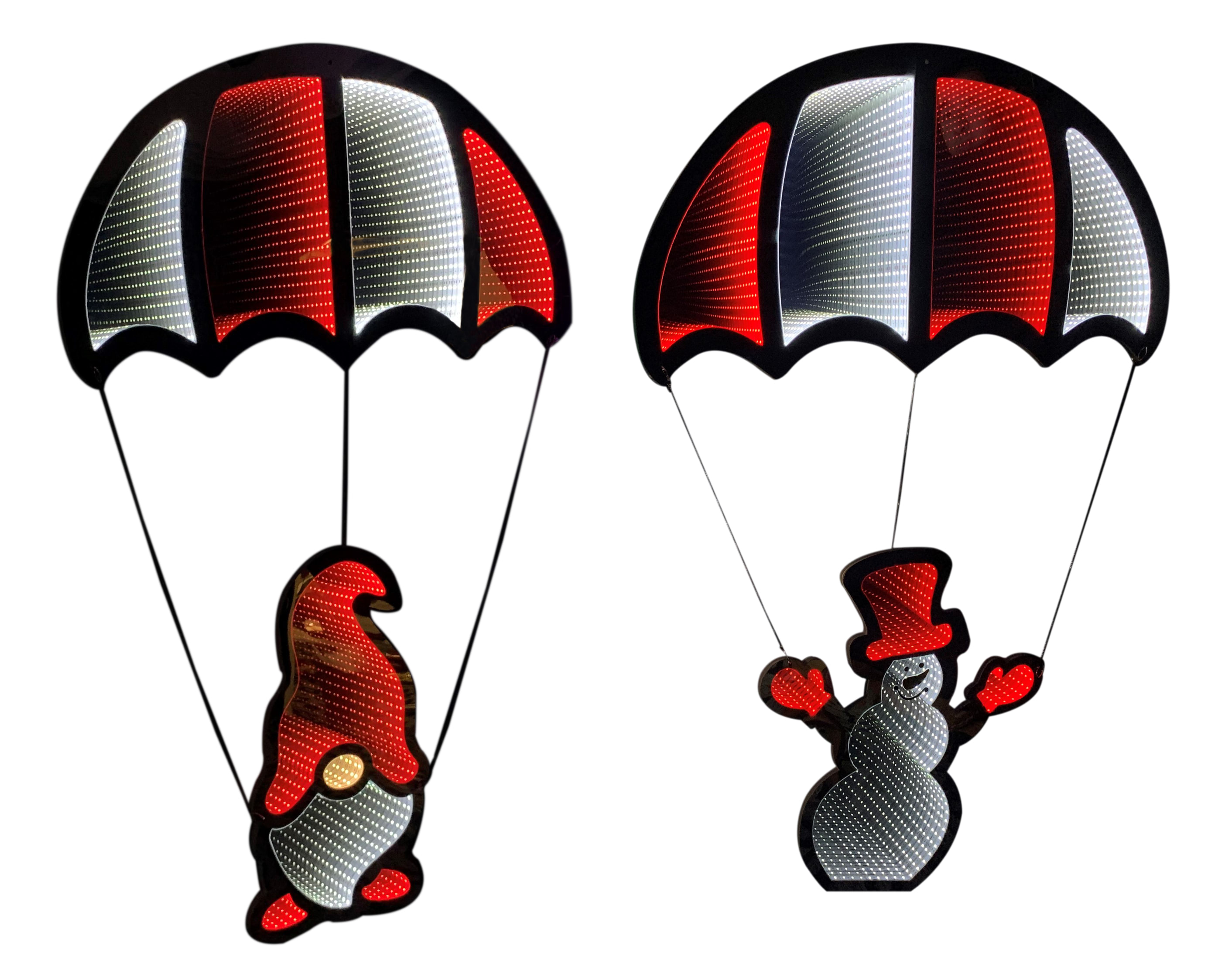 GIOCOPLAST NATALE - SOGGETTO BIANCO-ROSSO CON PARACADUTE 60CM INFINITY LIGHT CON LUCE LED, MOD ASS.