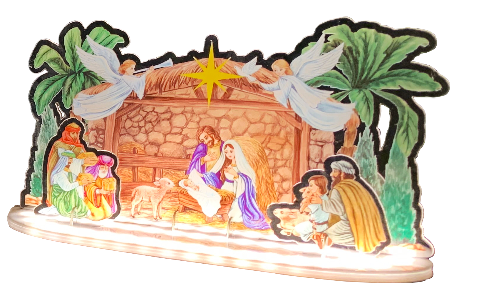 GIOCOPLAST NATALE - NATIVITA' ''CRYSTAL TALES'' 20CM, CON LUCE LED A BATT.