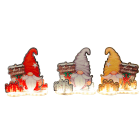 GIOCOPLAST NATALE - GNOMO ''CRYSTAL TALES'' 20CM, CON LUCE LED A BATT., COL. ASS.