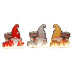 GIOCOPLAST NATALE - GNOMO ''CRYSTAL TALES'' 20CM, CON LUCE LED A BATT., COL. ASS.