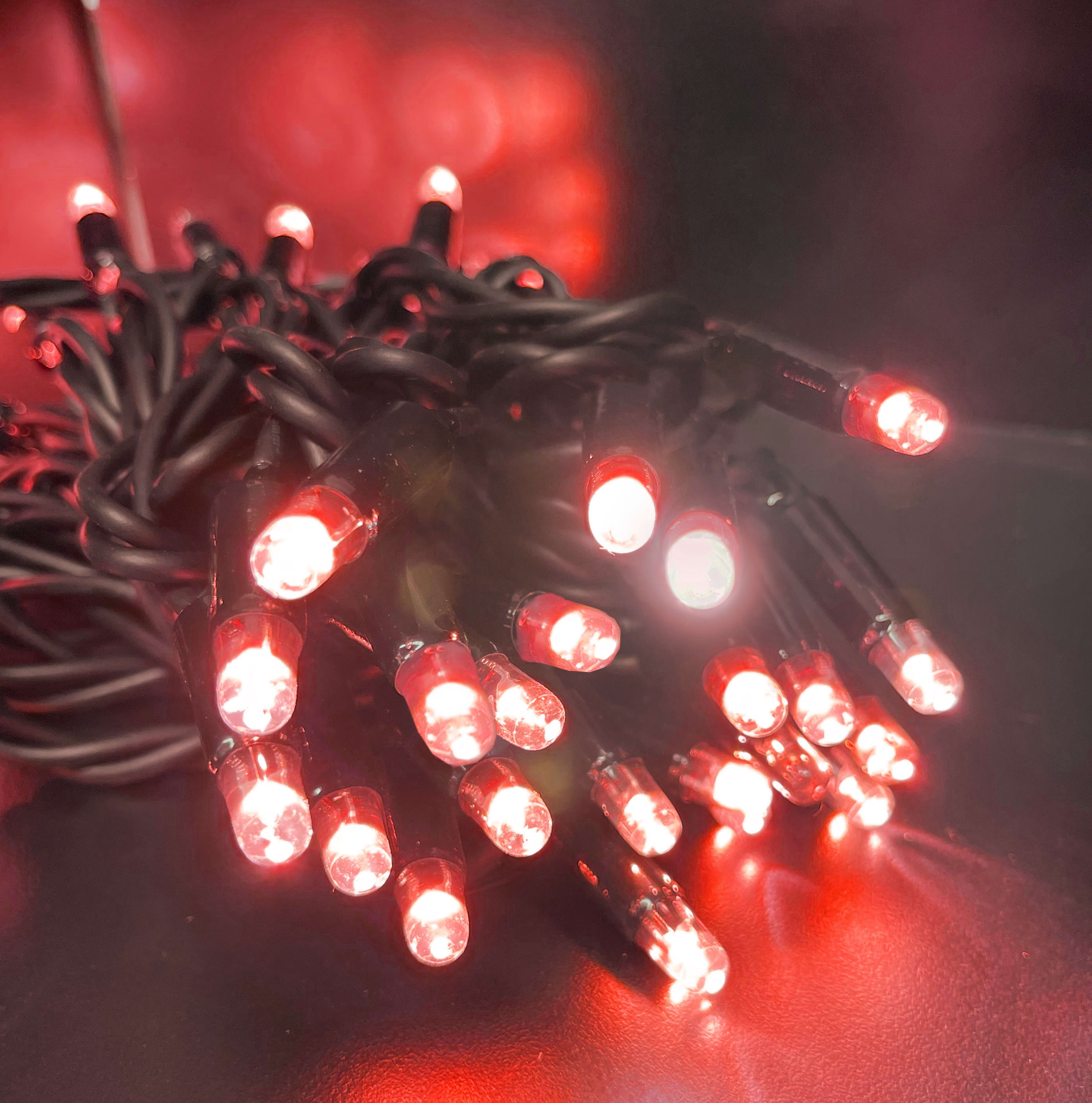 GIOCOPLAST NATALE - 200 LUCCIOLONE LED ULTRALUMINOSE ROSSE, CON 40 MINISTROBO, 20 MT. CAVO SCURO, PROLUNG. MAX 10 SET, USO EST/INT, CON CAVO ALIM 1,5 MT.