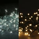 GIOCOPLAST NATALE - 200 LED BIANCO-BIANCO CALDO 2 IN 1, CAVO SCURO, 20 M, CAVO ALIM. 4 M, C/TRASF. IP44, 16 GIOCHI LUCE E TIMER, IN CONFEZIONE LUSSO PLASTICA, USO EST/INT