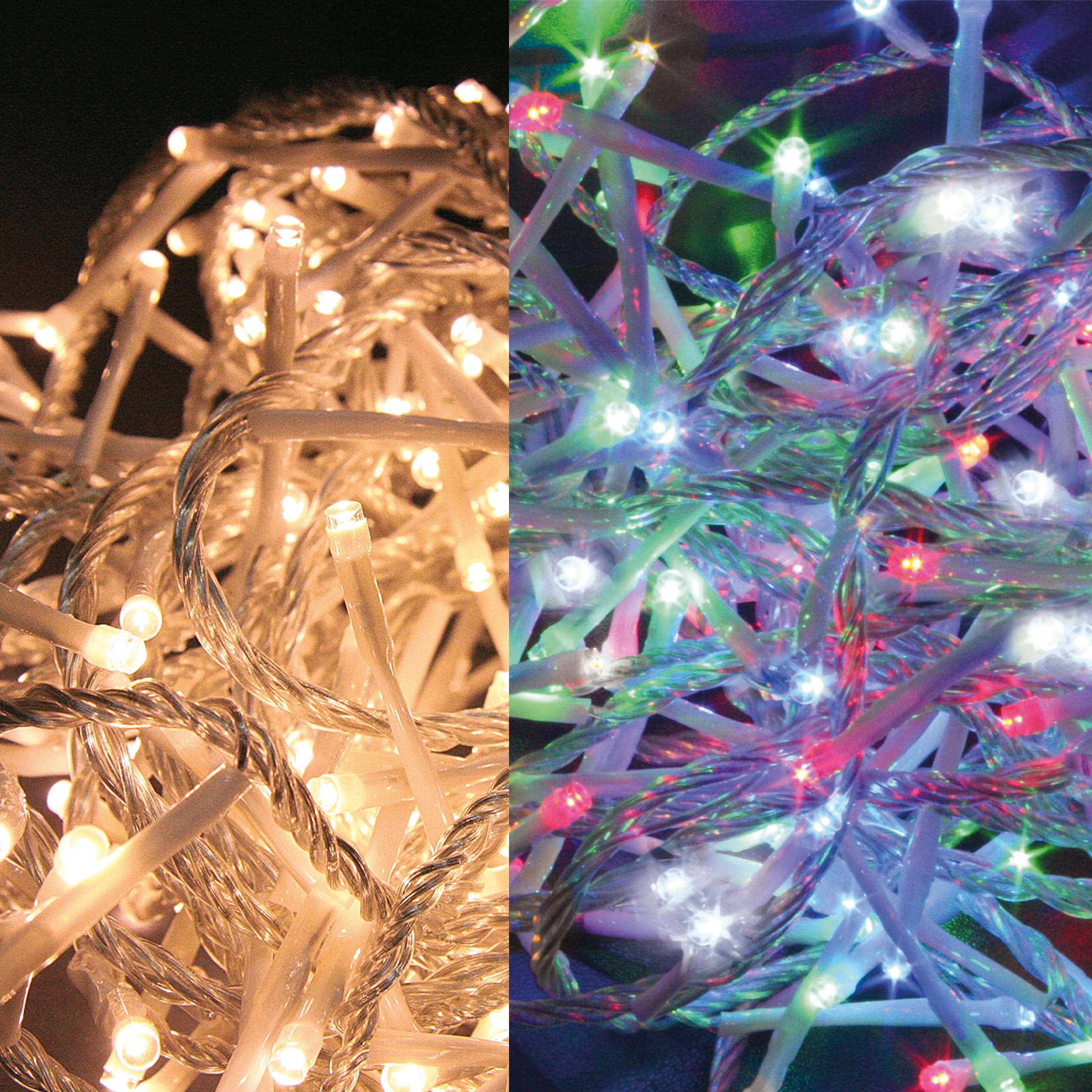 GIOCOPLAST NATALE - 400 LED BIANCO CALDO-MULTI 2 IN 1, CAVO TRASP., 40 M, CAVO ALIM. 4 M, C/TRASF. IP44, 16 GIOCHI LUCE E TIMER, IN CONFEZIONE LUSSO PLASTICA, USO EST/INT