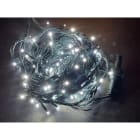 GIOCOPLAST NATALE - 120 LED BIANCHI, 12 M, CAVO SCURO, LUCE FISSA, PROL. MAX 5 SET, CON TRASF. IP44