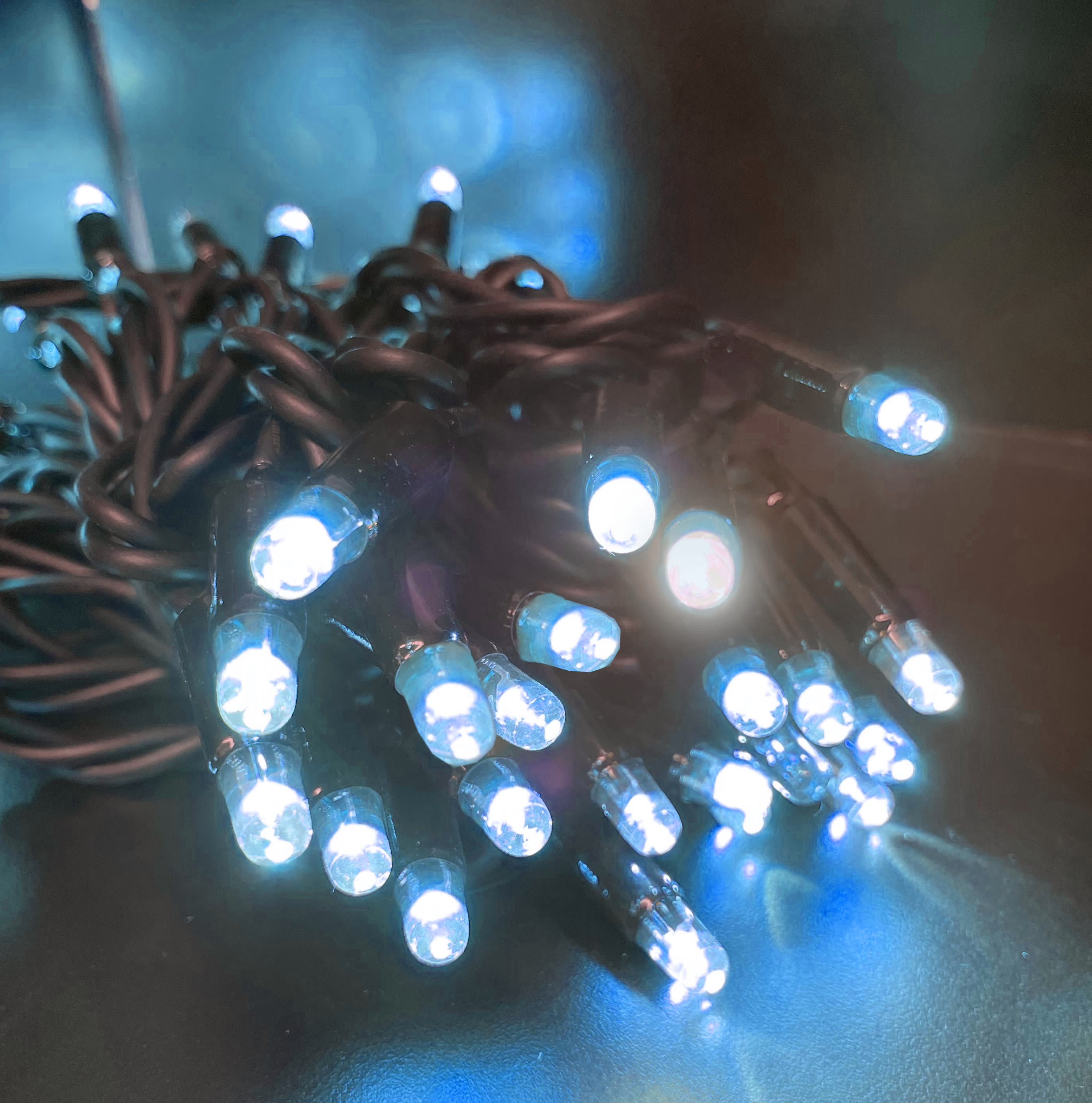 GIOCOPLAST NATALE - 100 LUCCIOLONE LED ICE BLUE, CON FLASH, 10 MT. CAVO SCURO, PROLUNG. MAX 20 SET, USO EST/INT, CON CAVO ALIM 1,5 MT.