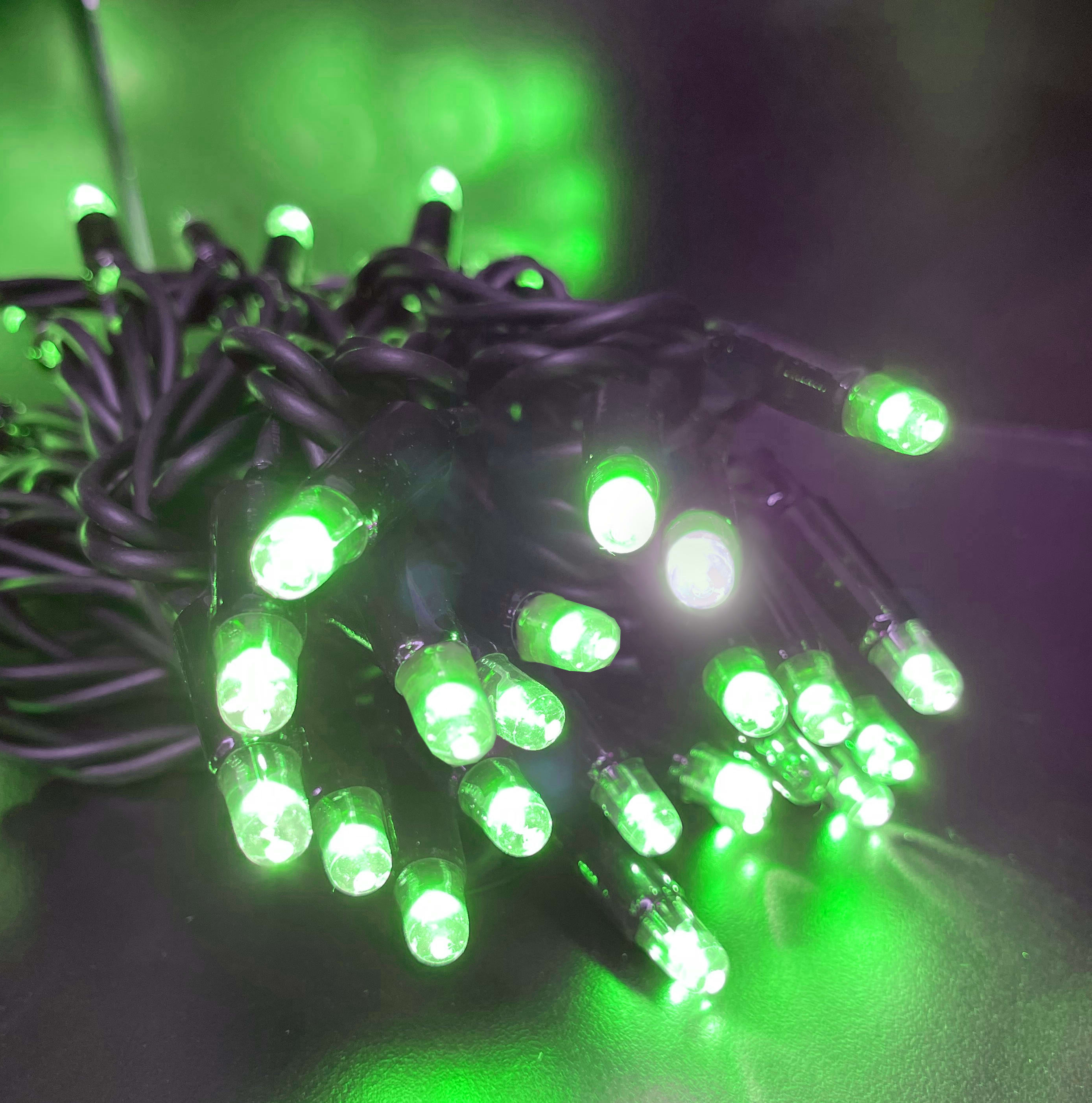 GIOCOPLAST NATALE - 100 LUCCIOLONE LED VERDI, CON FLASH, 10M, CAVO SCURO, C\CAVO ALIM.