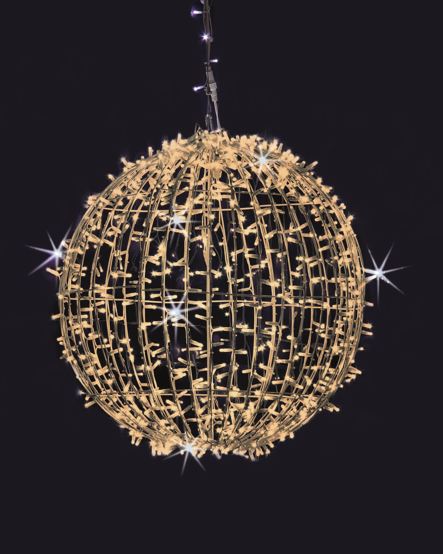 GIOCOPLAST NATALE - SFERA LUCCIOLONA BIANCO CALDO D.30CM., 120 LED C/24 FLASH FREDDO D.30CM.