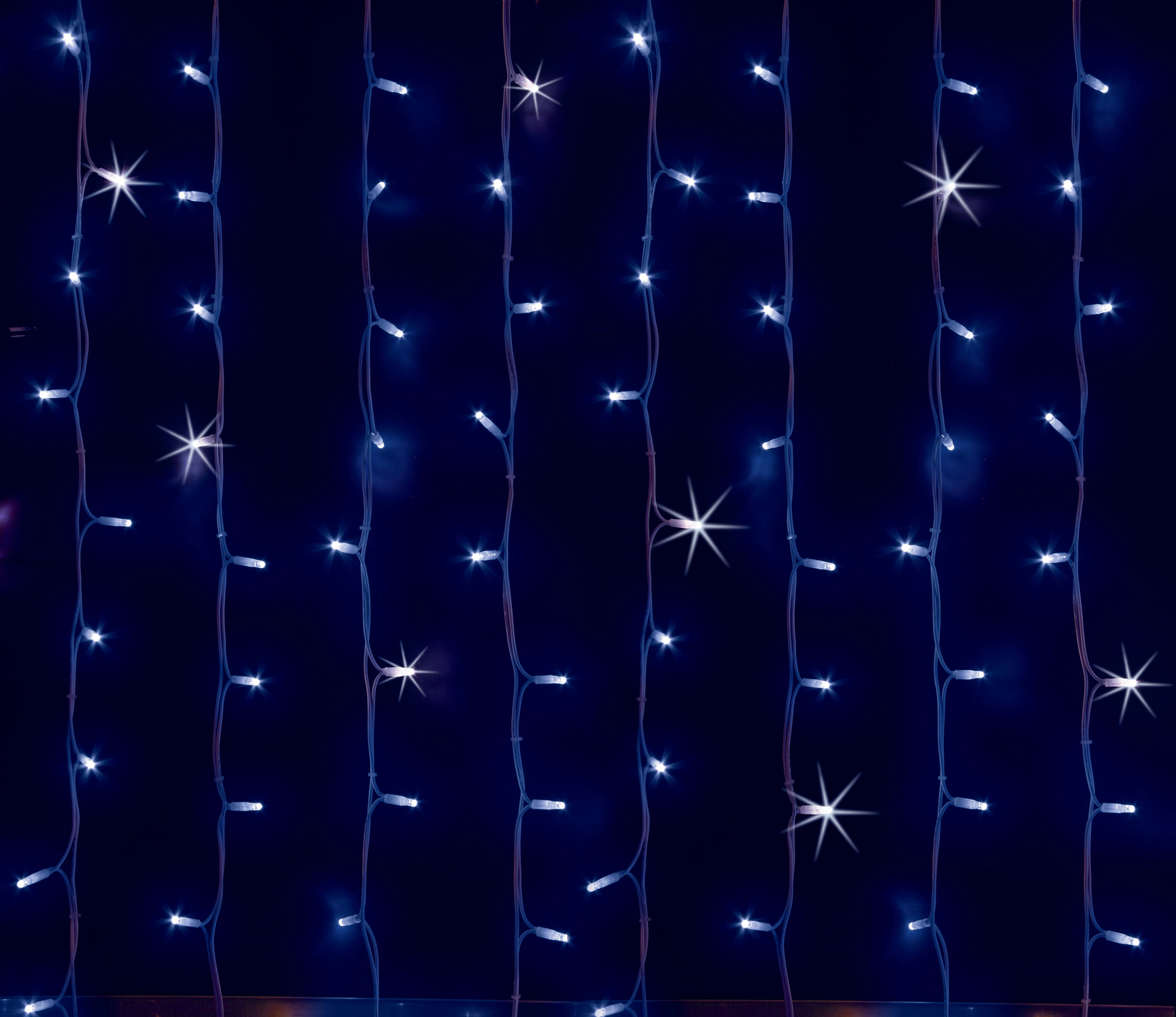 GIOCOPLAST NATALE - TENDA LUCCIOLONA 200 LED BLU, CON 40 FLASH, L. 1- H. 2 MT., CAVO BIANCO, 10 CALATE, PROLUNG. MAX 20 SET, USO EST/INT