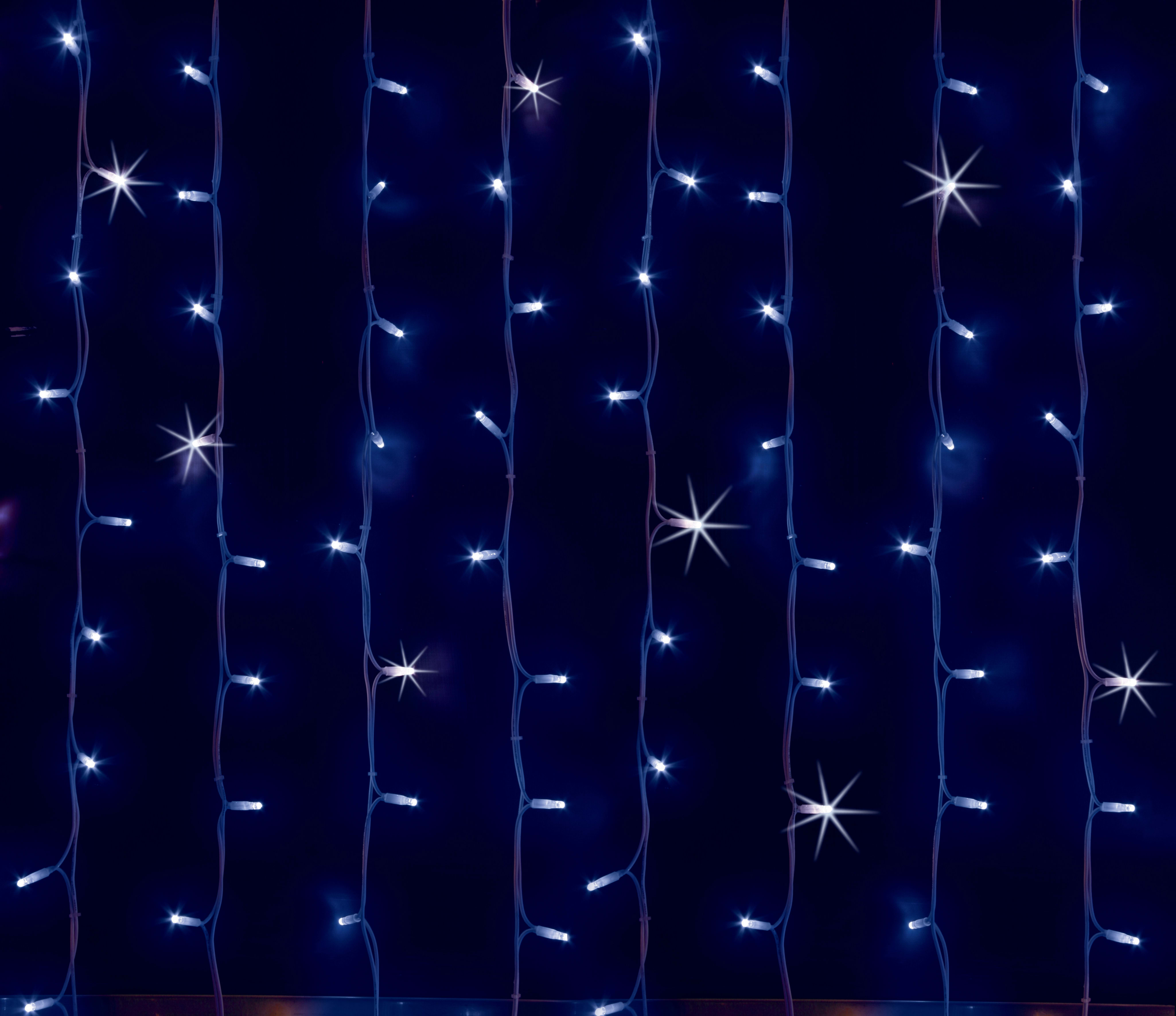 GIOCOPLAST NATALE - TENDA LUCCIOLONA 700 LED BLU, CON 140 FLASH, L. 1 - H. 7 MT., CAVO BIANCO, 10 CALATE, PROLUNG. MAX 10 SET, USO EST/INT