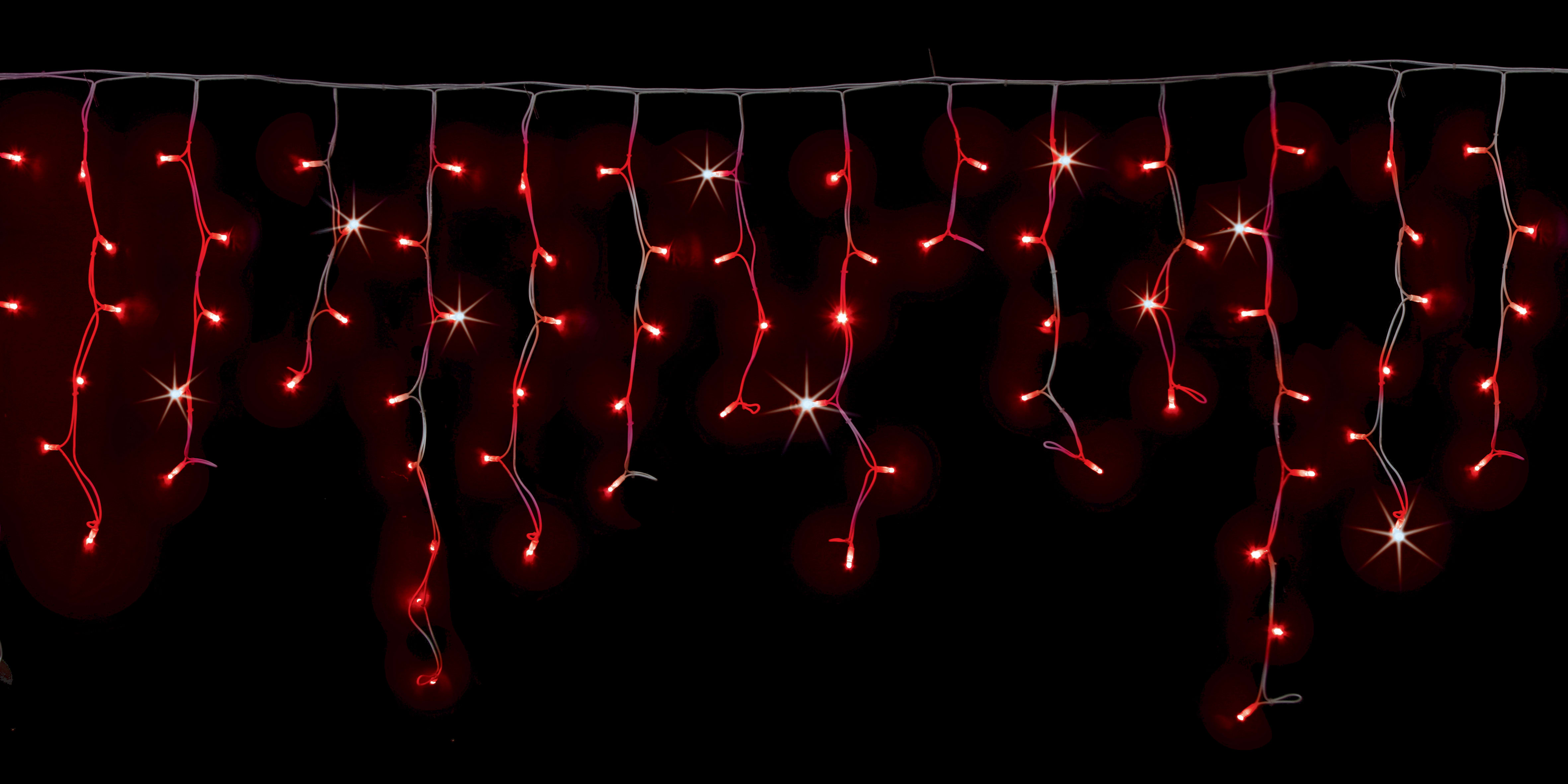 GIOCOPLAST NATALE - TENDA LUCCIOLONA SFALSATA ULTRALUMINOSA 180 LED ROSSI CON 36 MINISTROBO, L. 3- H.MAX 1 MT., CAVO BIANCO, PROLUNG. MAX 20 SET, USO EST/INT