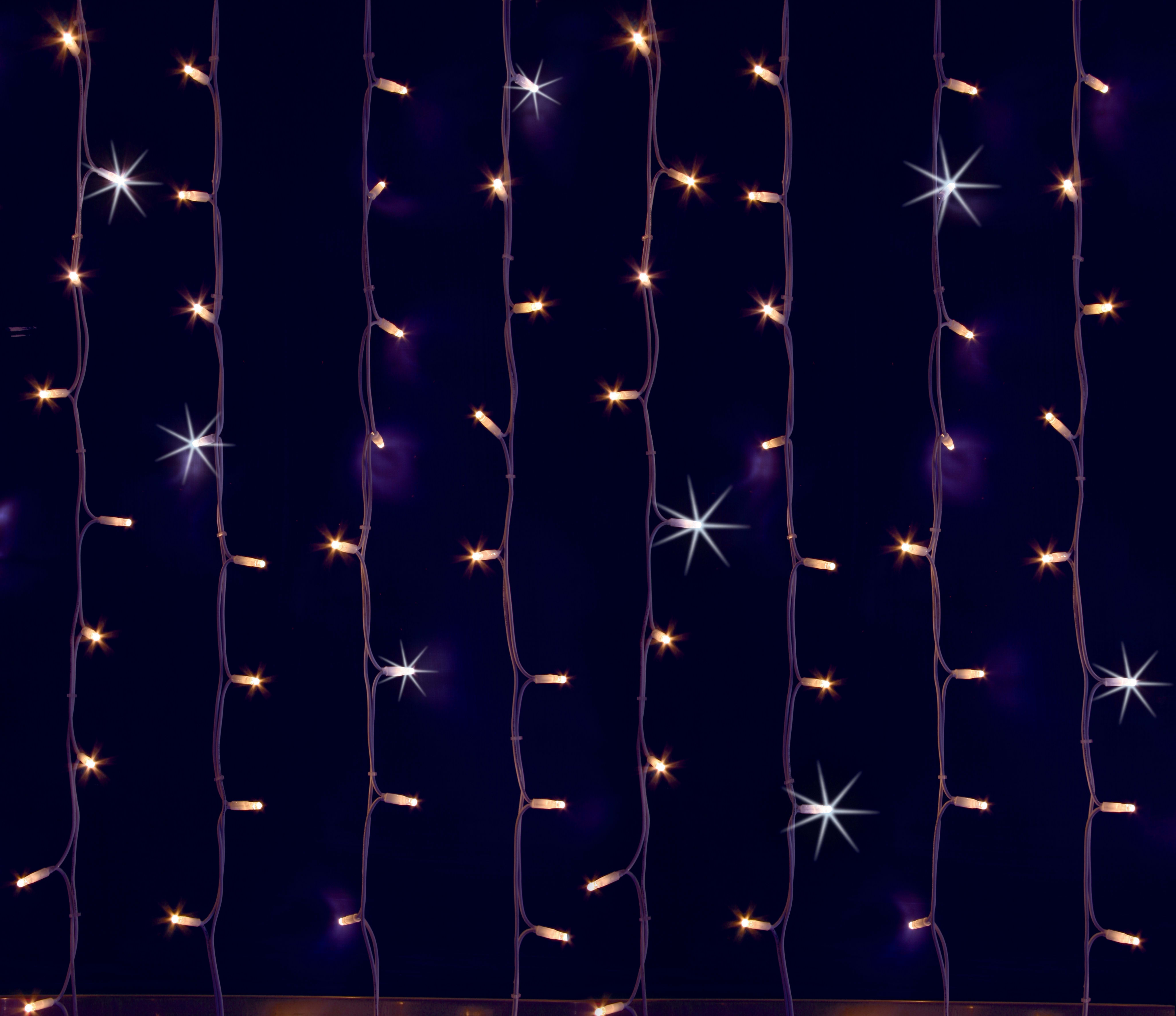 GIOCOPLAST NATALE - TENDA LUCCIOLONA 200 LED BIANCO CALDO, CON 40 FLASH, L. 1- H. 2 MT., CAVO BIANCO, 10 CALATE, PROLUNG. MAX 20 SET, USO EST/INT