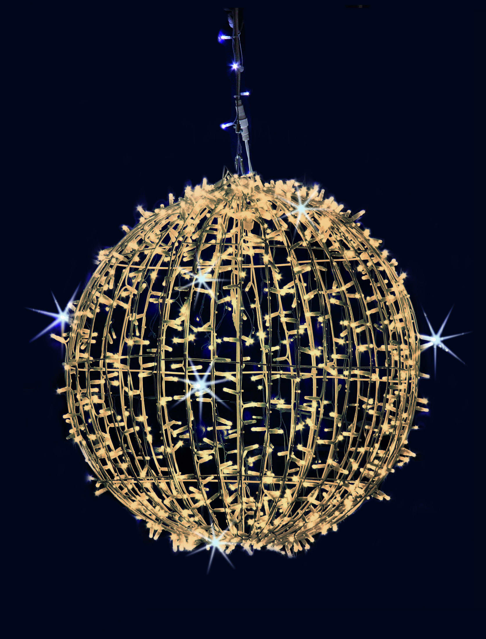 GIOCOPLAST NATALE - MEZZA SFERA LUCCIOLONA BIANCO CALDO D.50CM., 160 LED C/32 FLASH