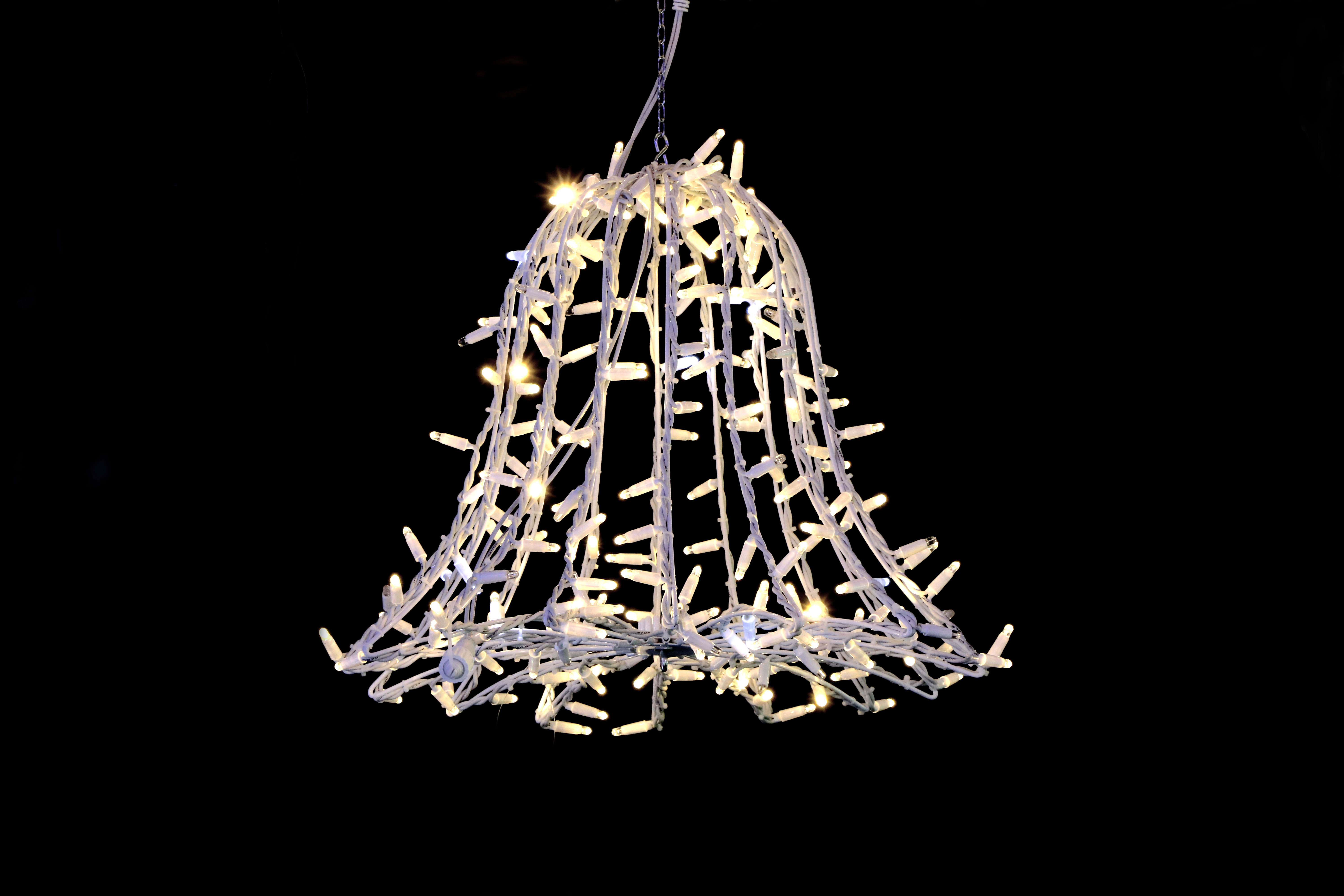 GIOCOPLAST NATALE - CAMPANA LUCCIOLONA BIANCO CALDO H.50 D.70CM., 360 LED C/72 FLASH