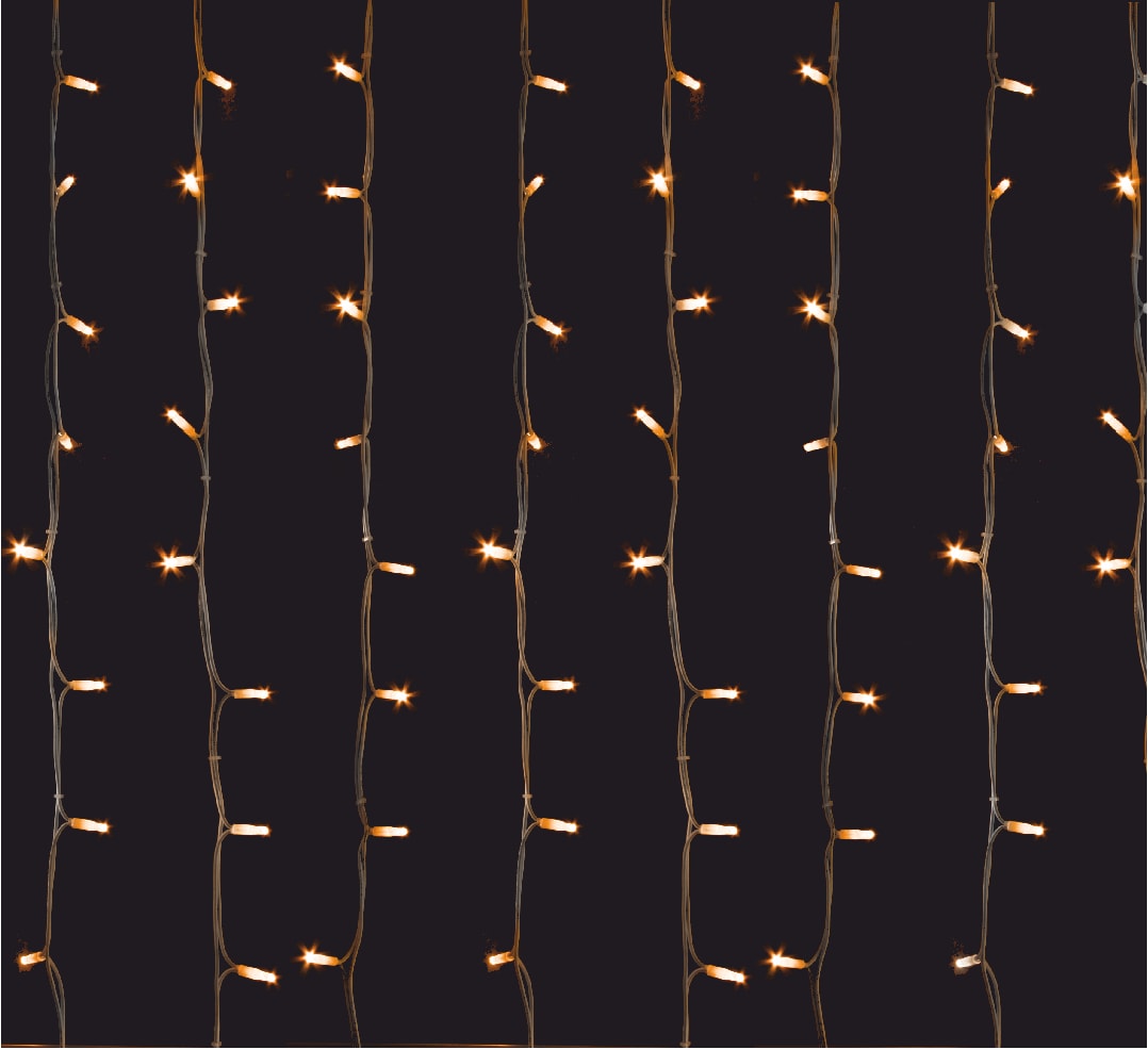 GIOCOPLAST NATALE - TENDA LUCCIOLONA 240 LED SUPER CALDO (2200K), LUCE FISSA, L. 2,4- H. 1,2 MT., CAVO BIANCO, 20 CALATE, PROLUNG. MAX 10 SET, USO EST/INT
