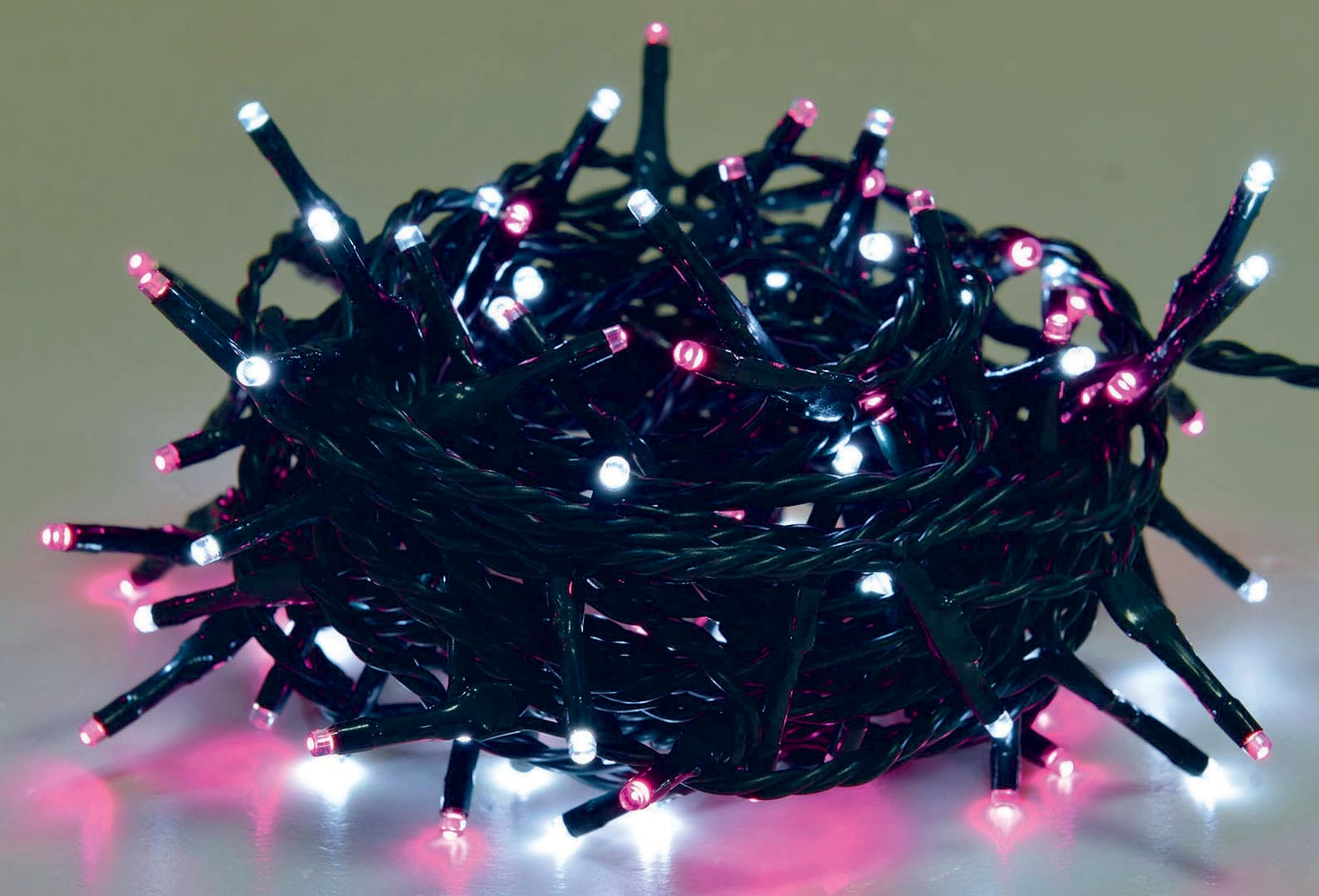 GIOCOPLAST NATALE - 120 LED BIANCO-ROSA CON GIOCHI LUCE 12 MT, IP 44