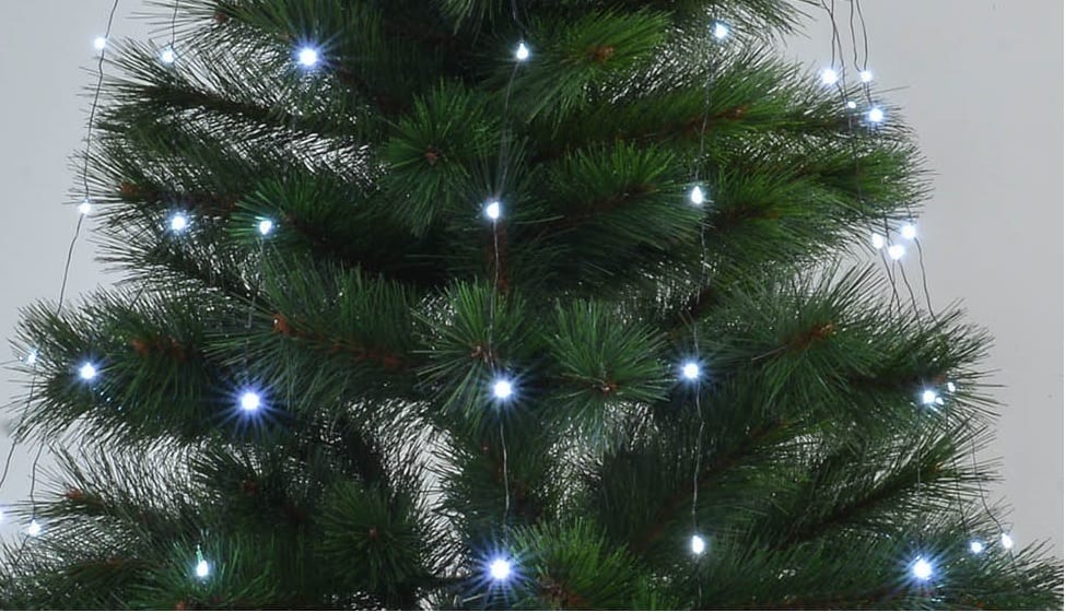GIOCOPLAST NATALE - TENDA PER ALBERO CON 240 GOCCE DI LED BIANCHI SU FILO DI RAME, CON GIOCHI LUCE, 16 CALATE, H 150 CM, USO INTERNO