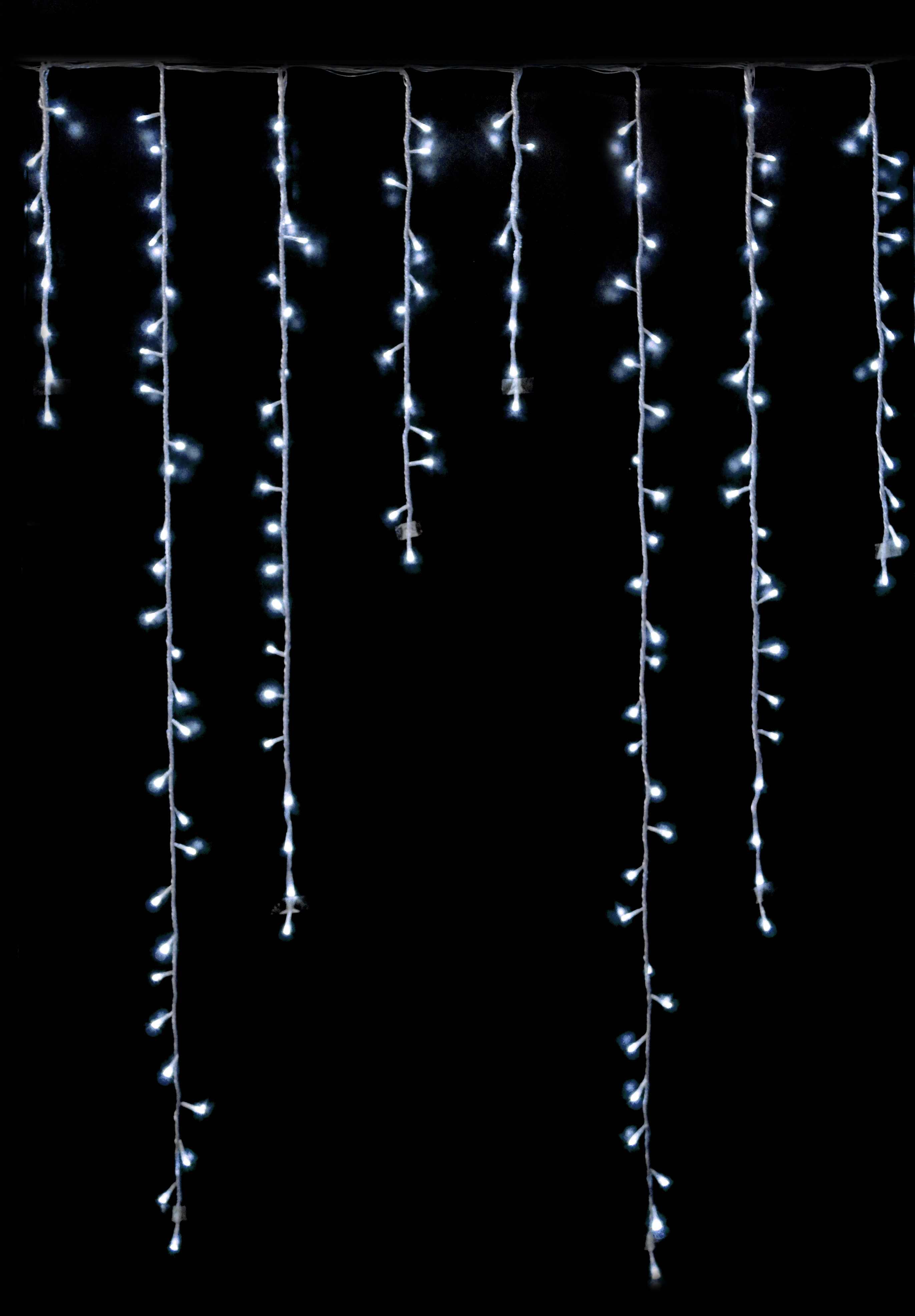 GIOCOPLAST NATALE - TENDA SFALSATA 128 LED BIANCO-MULTI 2 IN 1, L.300 X H.MAX.80 CM, C/TRASF. IP44, GIOCHI LUCE E CONTROLLER