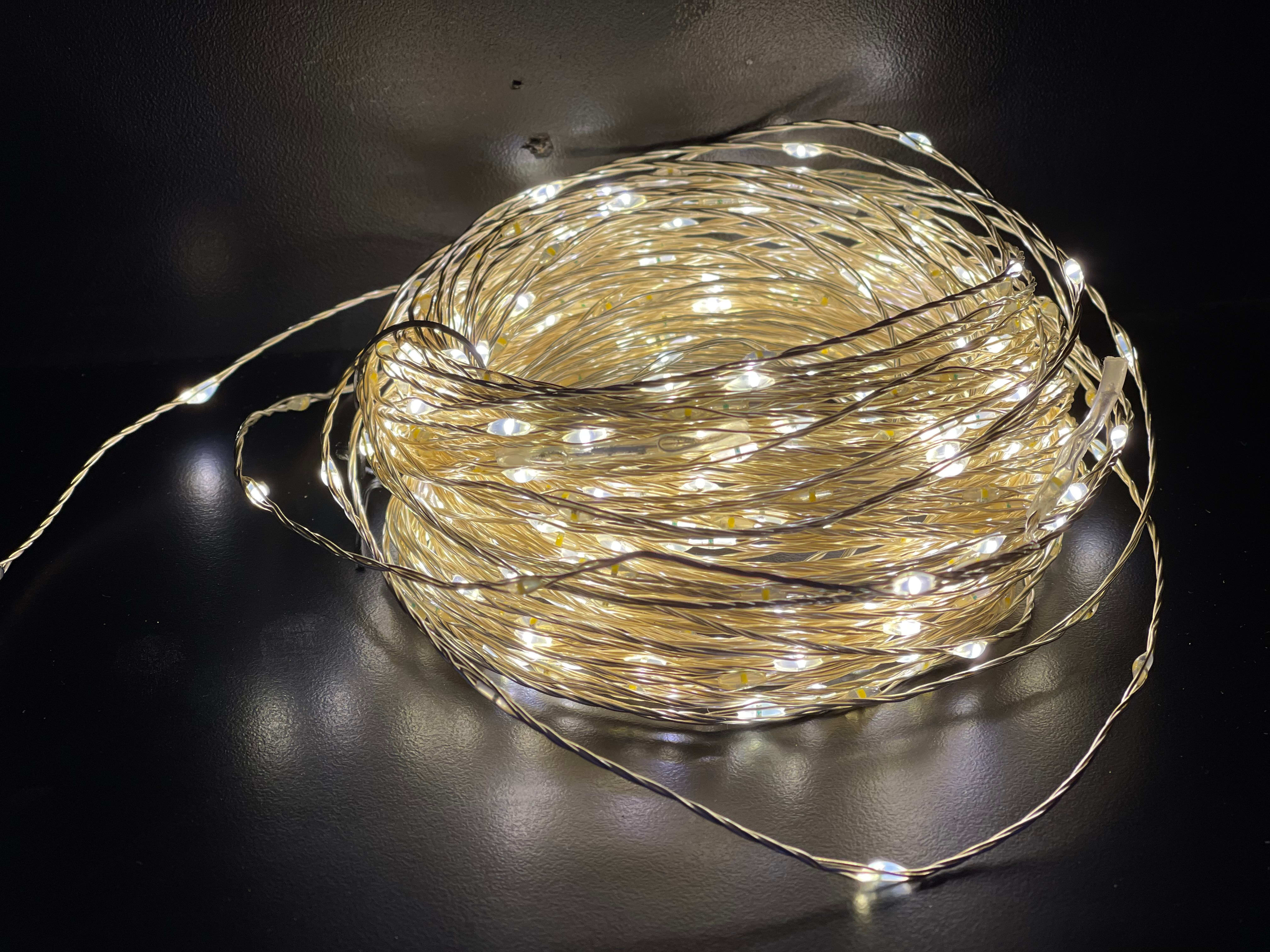 GIOCOPLAST NATALE - 300 GOCCE DI LED BIANCO CALDO SU FILO DI RAME MODELLABILE, 15 M, CON GIOCHI LUCE E TIMER, CON TRASF. IP44