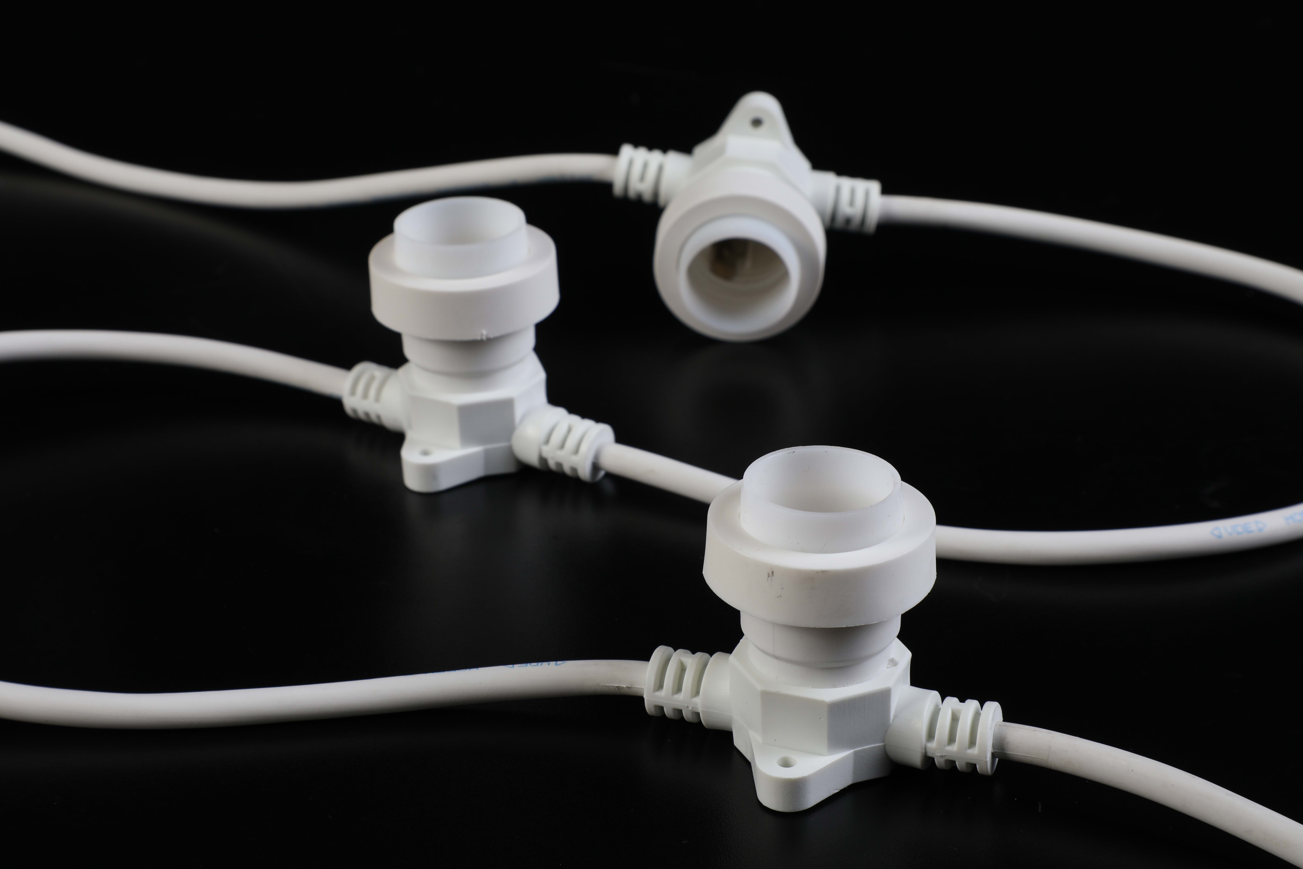 GIOCOPLAST NATALE - CINTURA 20 PORTALAMPADE E27, 10 M, CAVO BIANCO, PASSO 50 CM, PROLUNGABILE, USO EST/INT
