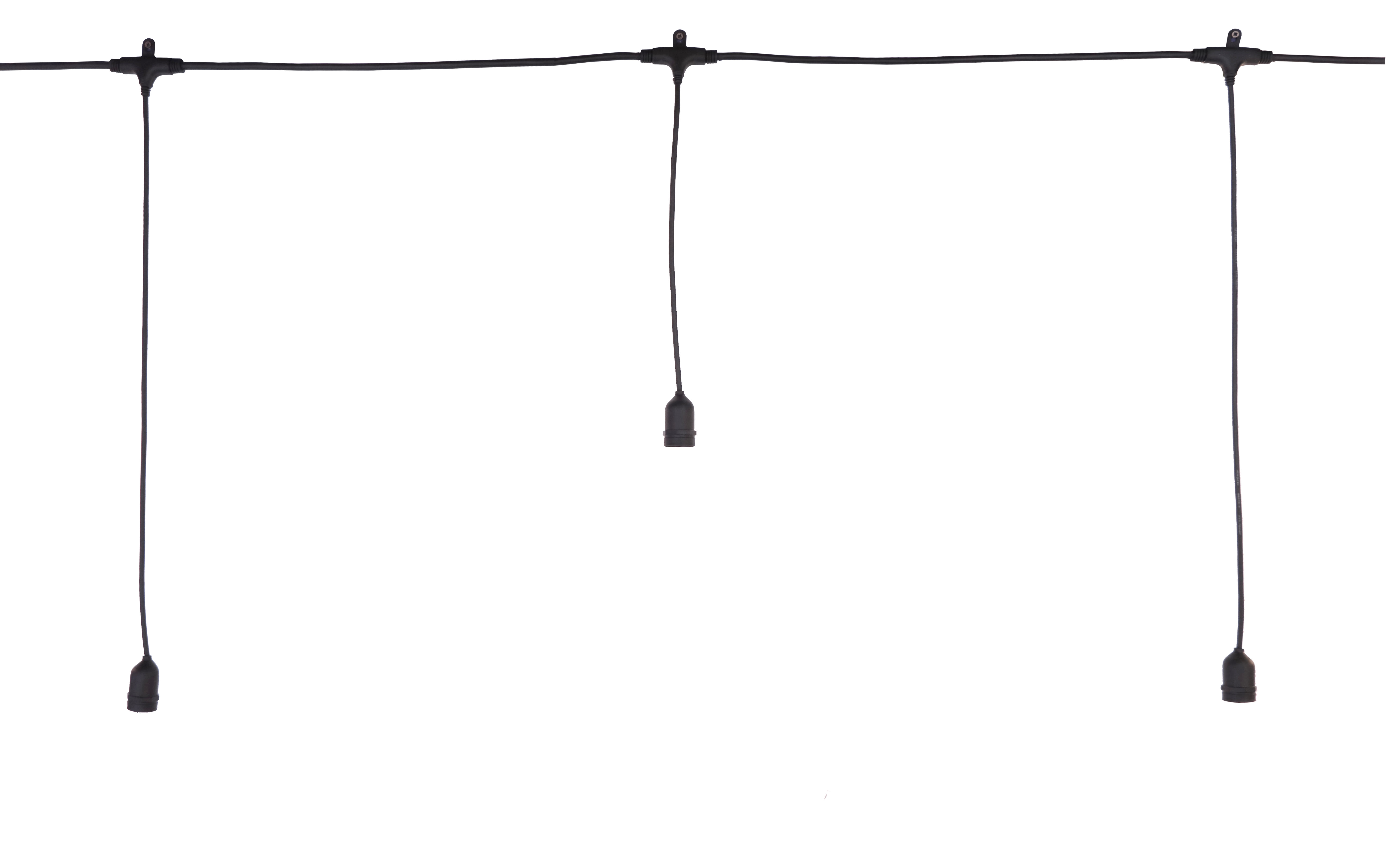 GIOCOPLAST NATALE - CINTURA 8 PORTALAMPADE E27 CON CALATE SFALSATE H. 20-30 CM, L. 5 M, CAVO SCURO, PASSO 62,5 CM, PROLUNGABILE, USO EST/INT