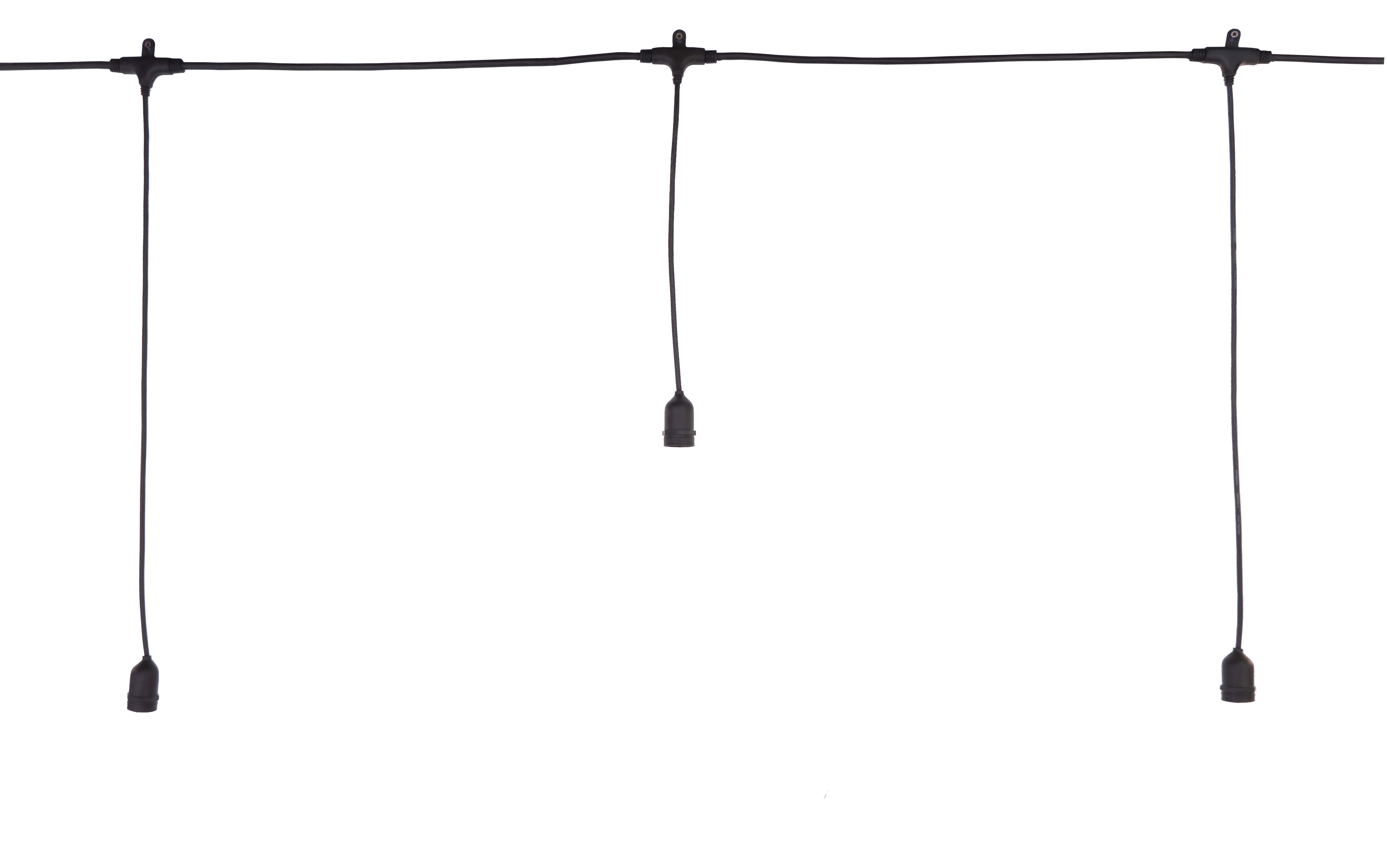 GIOCOPLAST NATALE - CINTURA 8 PORTALAMPADE E27 CON CALATE SFALSATE H. 20-30 CM, L. 5 M, CAVO SCURO, PASSO 62,5 CM, PROLUNGABILE, USO EST/INT