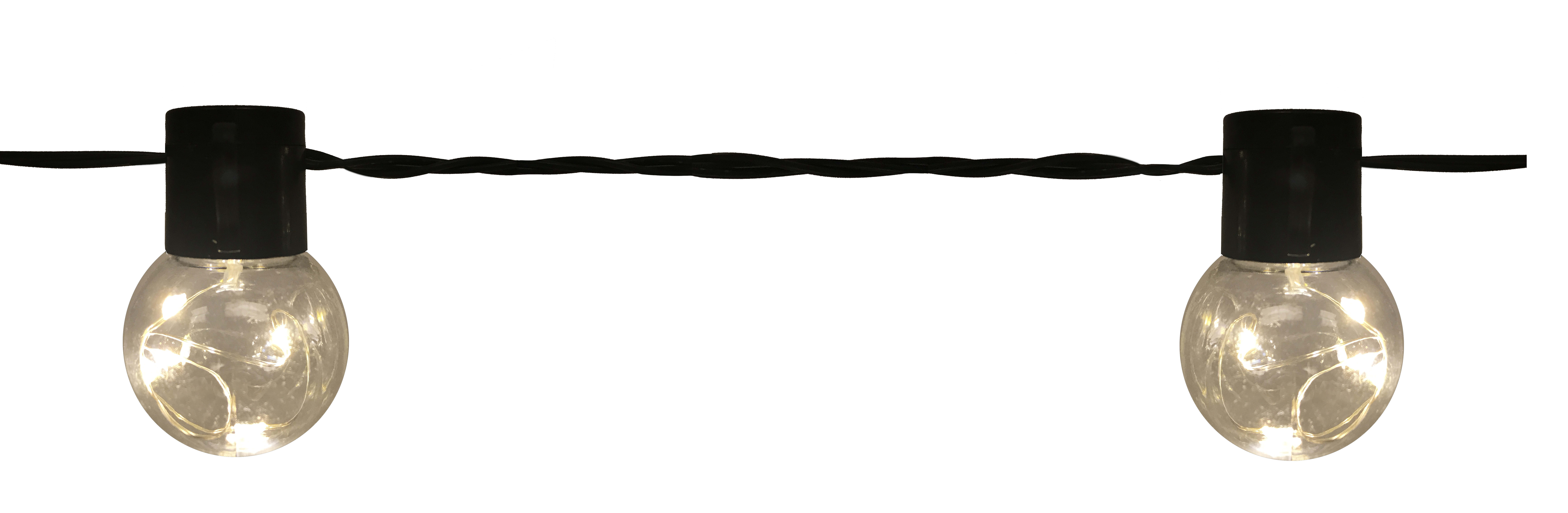 GIOCOPLAST NATALE - 6 LAMPADINE CON GOCCE DI LED BIANCO CALDO, PASSO 75 CM, L. 3,75M , C/TRASF IP44