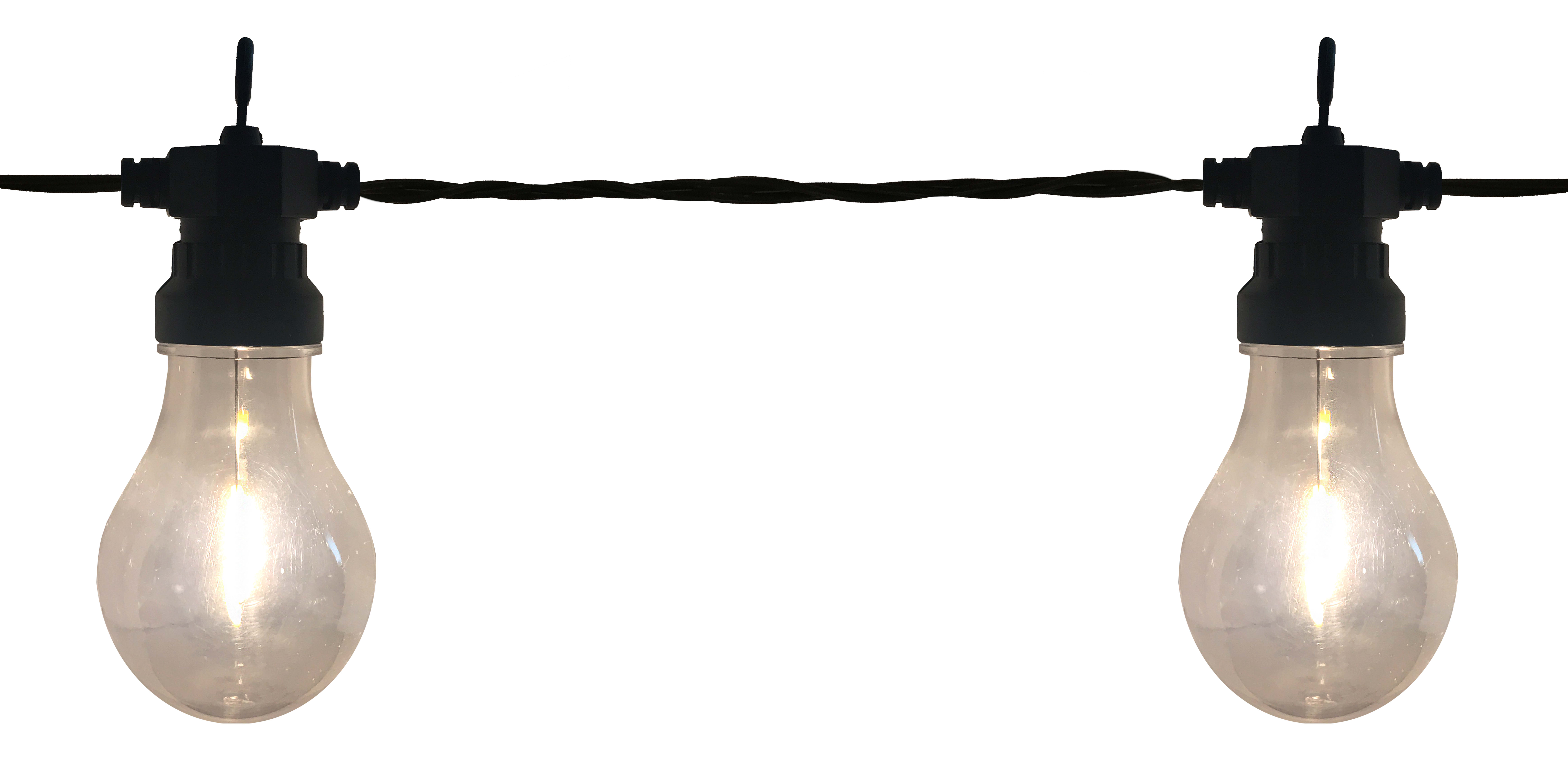 GIOCOPLAST NATALE - 6 LAMPADINE CON LED BIANCO CALDO, PASSO 100 CM, L. 5M , C/TRASF IP44