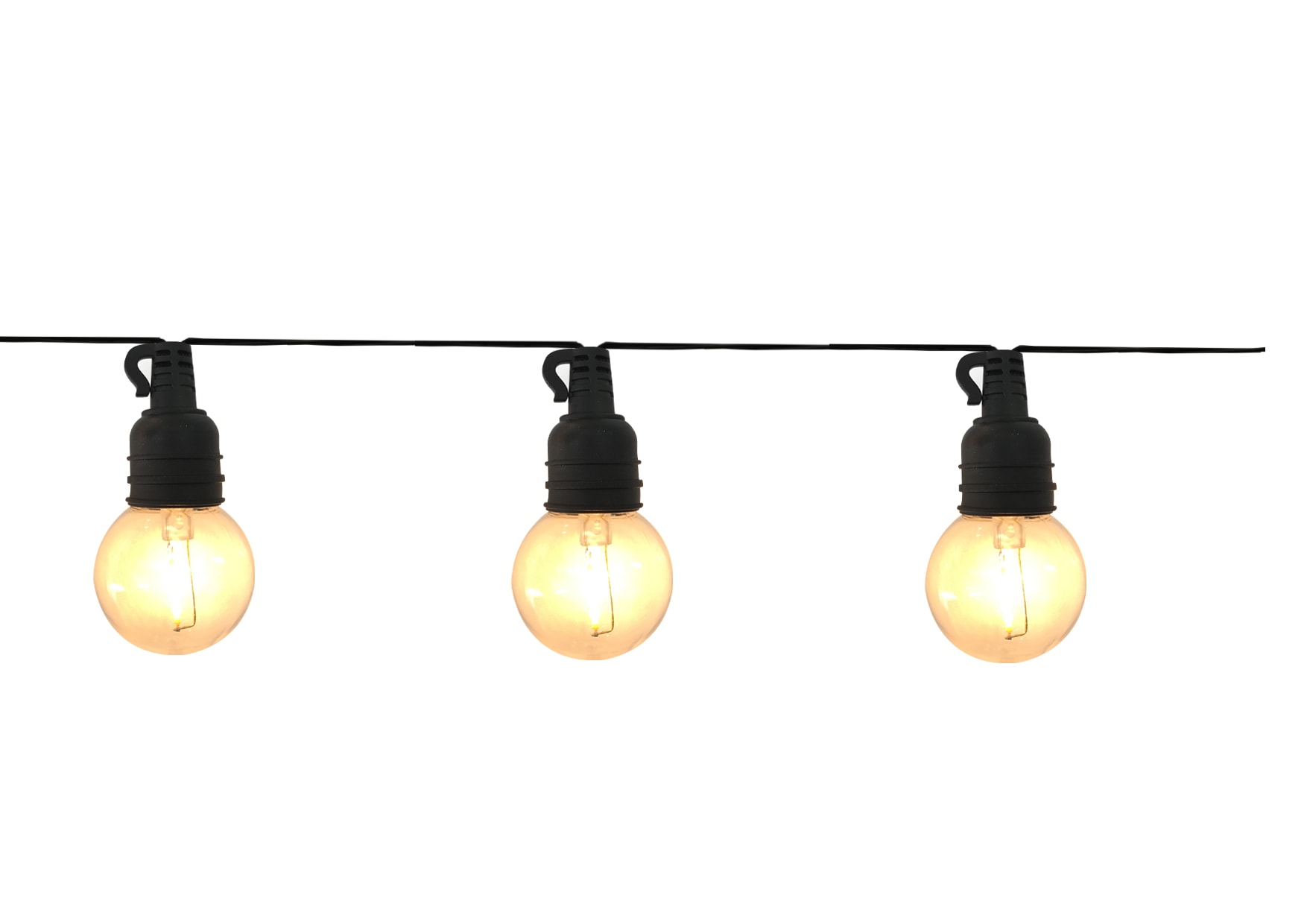 GIOCOPLAST NATALE - 10 LAMPADINE G50 CON FILAMENTO LED BIANCO CALDO, 5 M, PROLUNG. , C/TRASF IP44