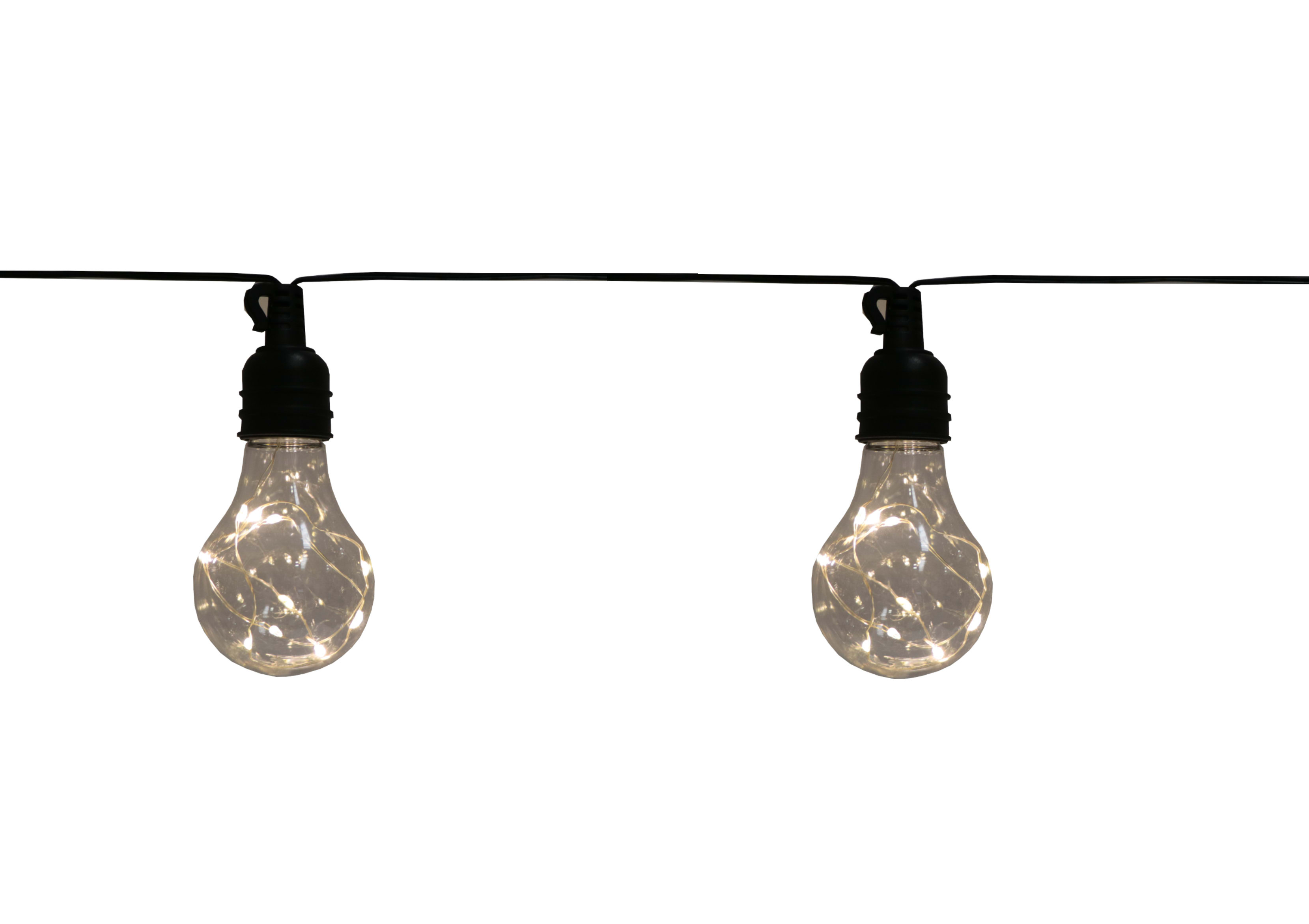 GIOCOPLAST NATALE - 10 LAMPADINE A60 CON GOCCE DI LED BIANCO CALDO, 5 M, PROLUNG. , C/TRASF IP44