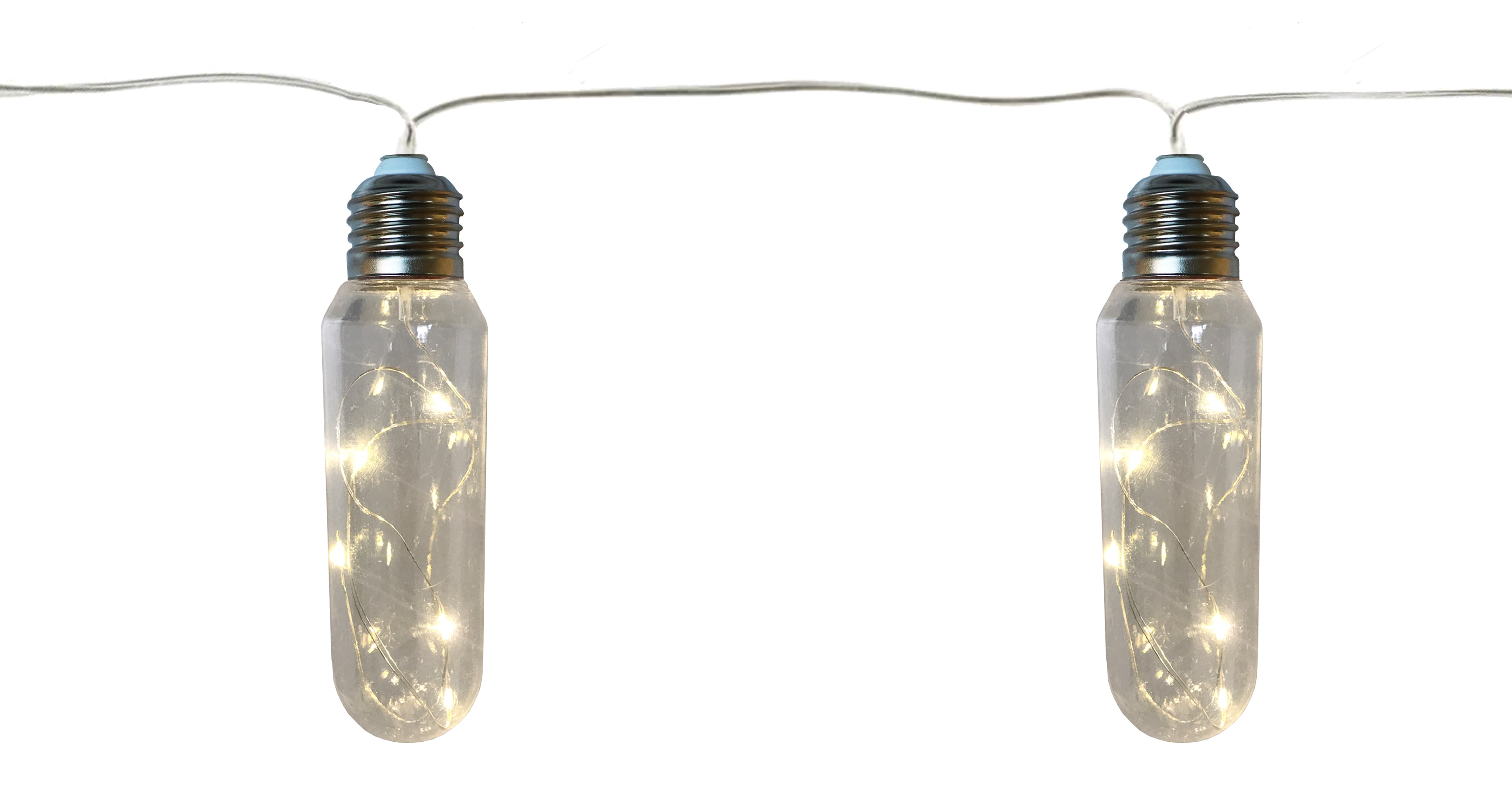 GIOCOPLAST NATALE - 10 DECORAZIONI LAMPADINA 13,5 X 4 CM CON GOCCE DI LED, L. 2,7M, A BATTERIE, USO EST/INT, CON TIMER