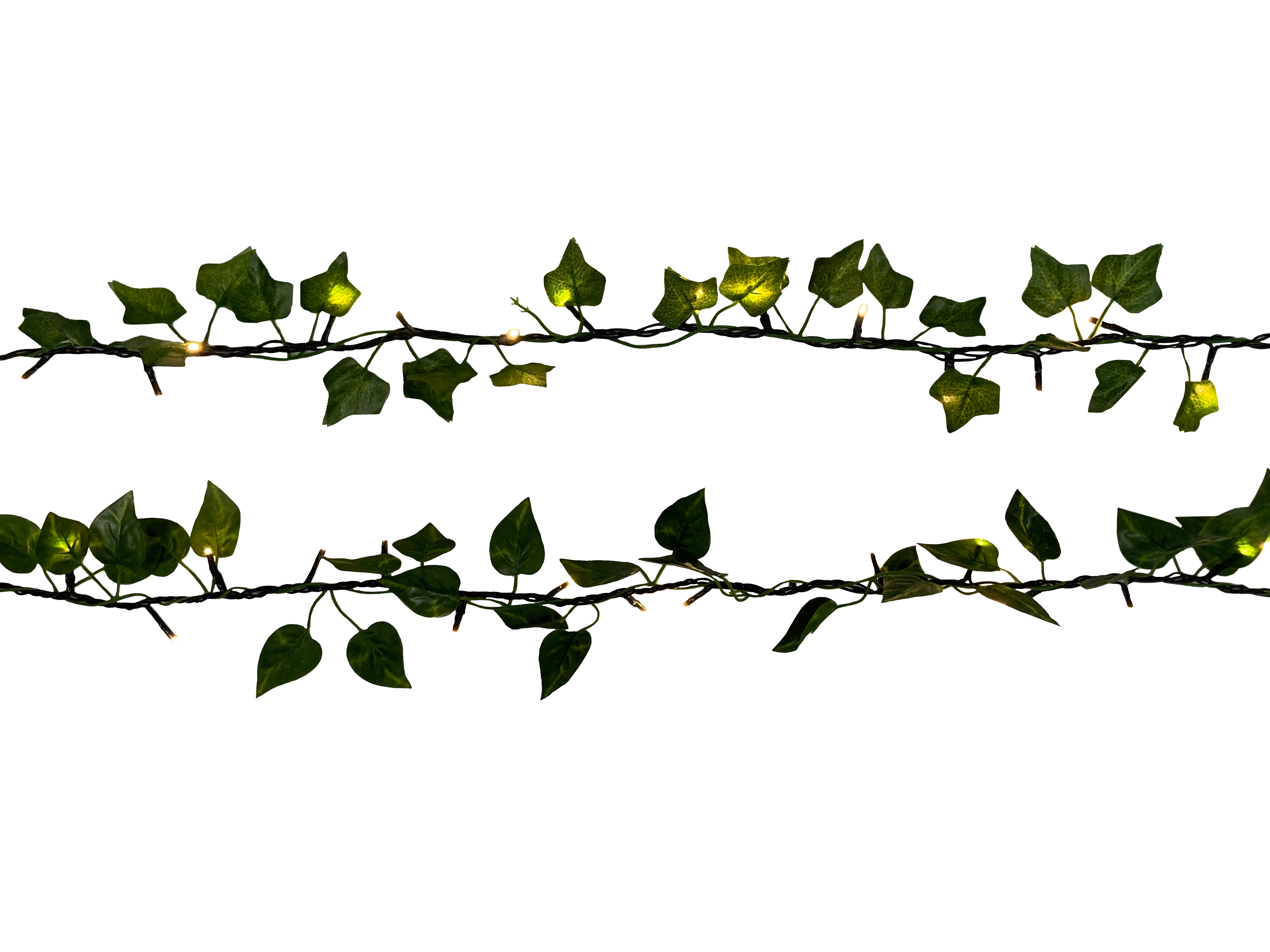 GIOCOPLAST NATALE - GHIRLANDA FOGLIE 2M CON 40 LED BIANCO CALDO, LUCE FISSA, CON TRASF. IP44, USO EST./INT.