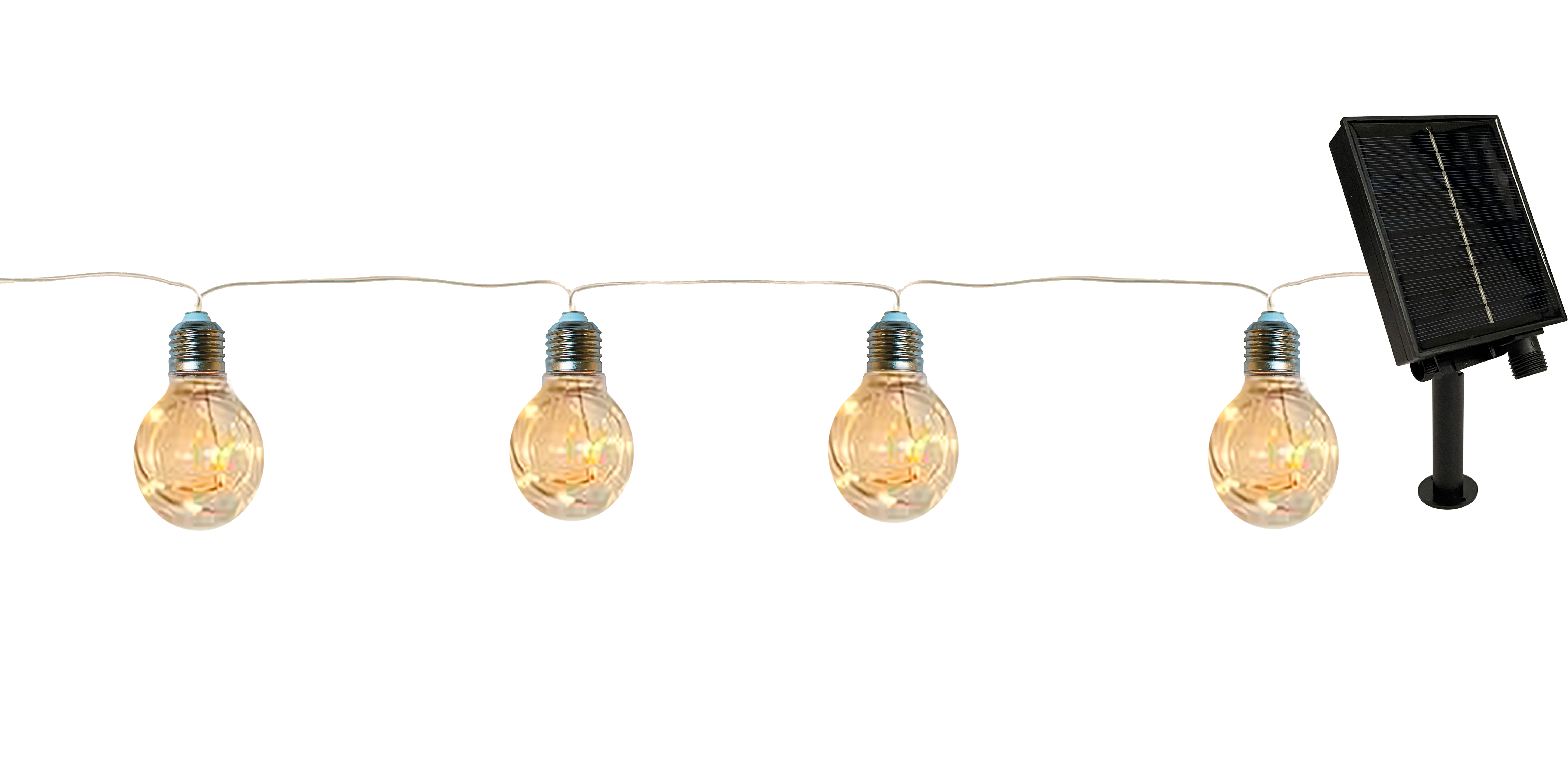 GIOCOPLAST NATALE - FESTONE 10 LAMPADINE ''SIRIUS'' CON GOCCE DI LED CON PANNELLO SOLARE, L. 2,7M, USO EST.