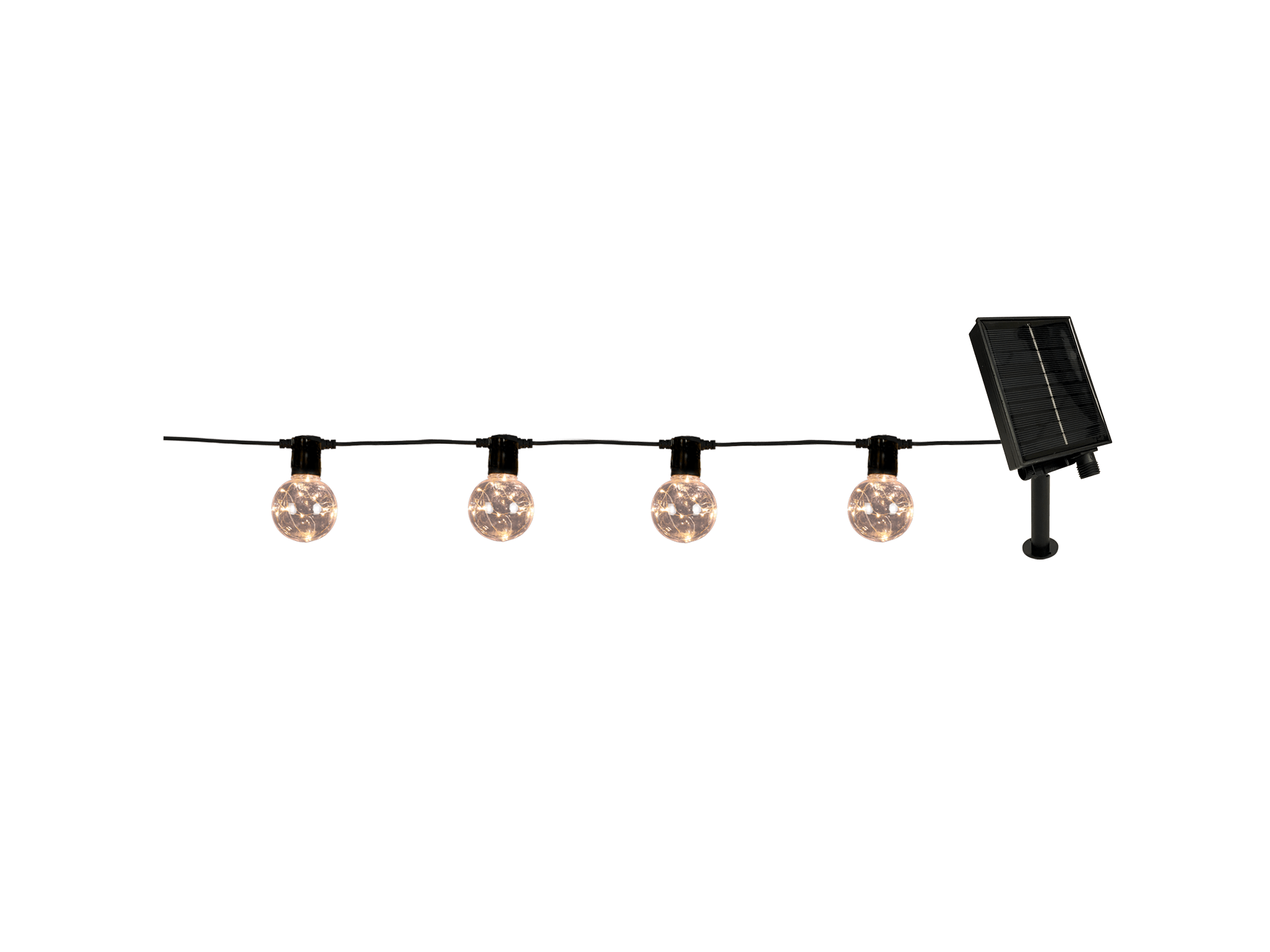 GIOCOPLAST NATALE - FESTONE 20 LAMPADINE ''IDRA'' CON GOCCE DI LED BIANCO CALDO CON PANNELLO SOLARE, L. 9,5M, USO EST.