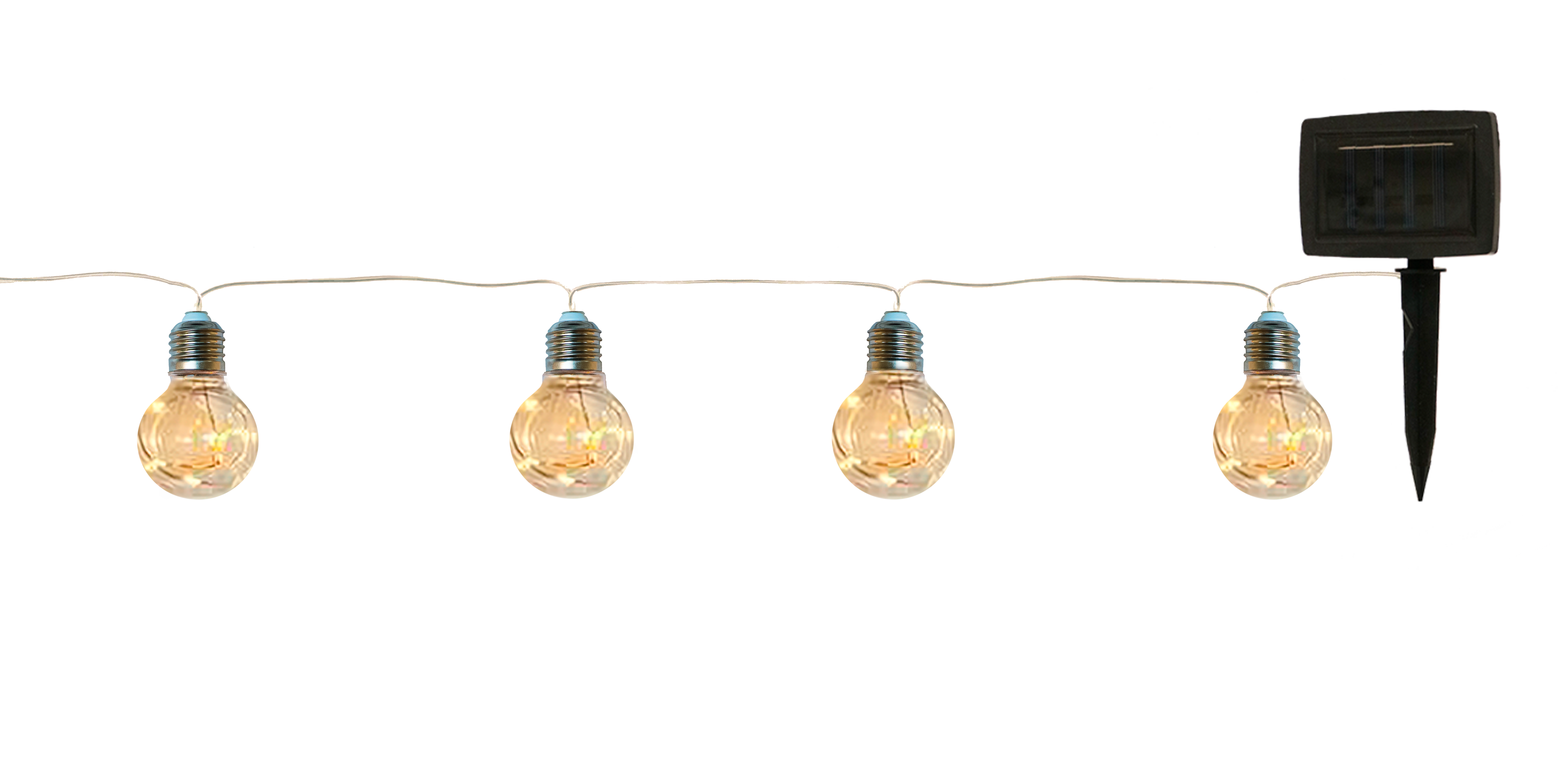 GIOCOPLAST NATALE - FESTONE 10 LAMPADINE CON GOCCE DI LED CON PANNELLO SOLARE, L. 4M, USO EST.