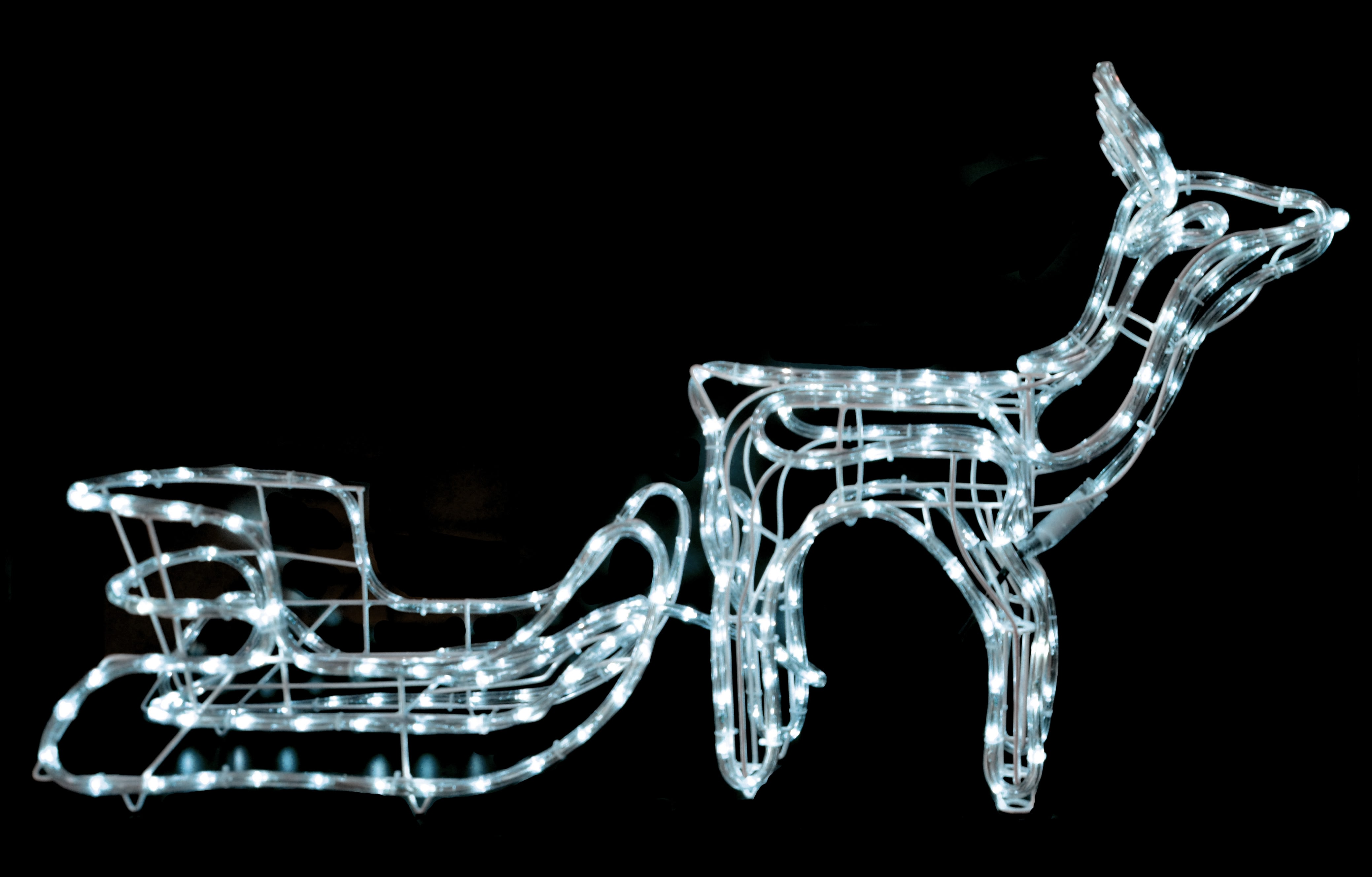 GIOCOPLAST NATALE - RENNA CON SLITTA CON TUBO LED BIANCO, 264 LED 220-240V IP44, RENNA:52X50X23CM SLITTA:24X48X23CM