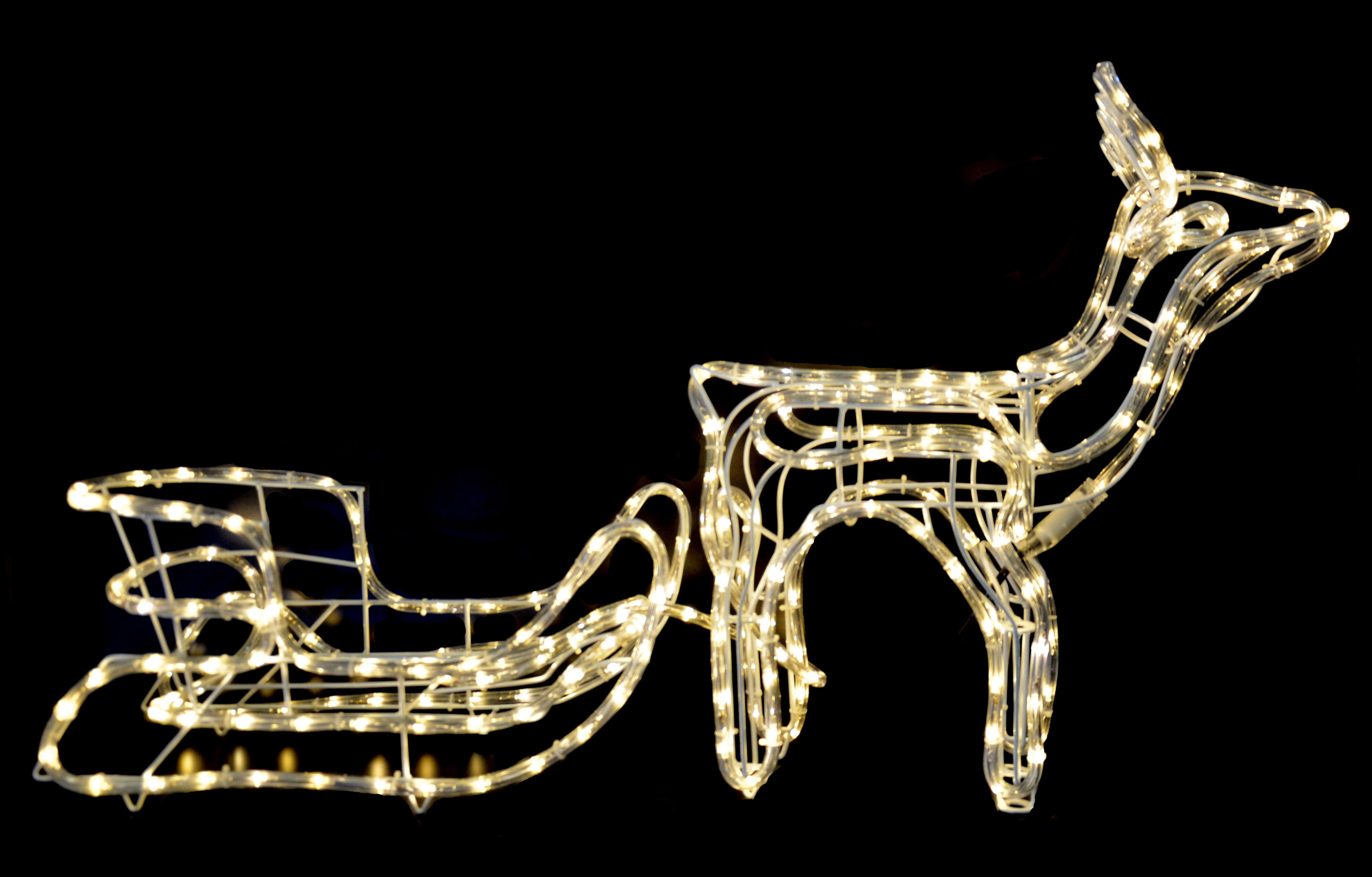 GIOCOPLAST NATALE - RENNA CON SLITTA CON TUBO LED BIANCO CALDO, 264 LED 220-240V IP44, RENNA:52X50X23CM SLITTA:24X48X23CM