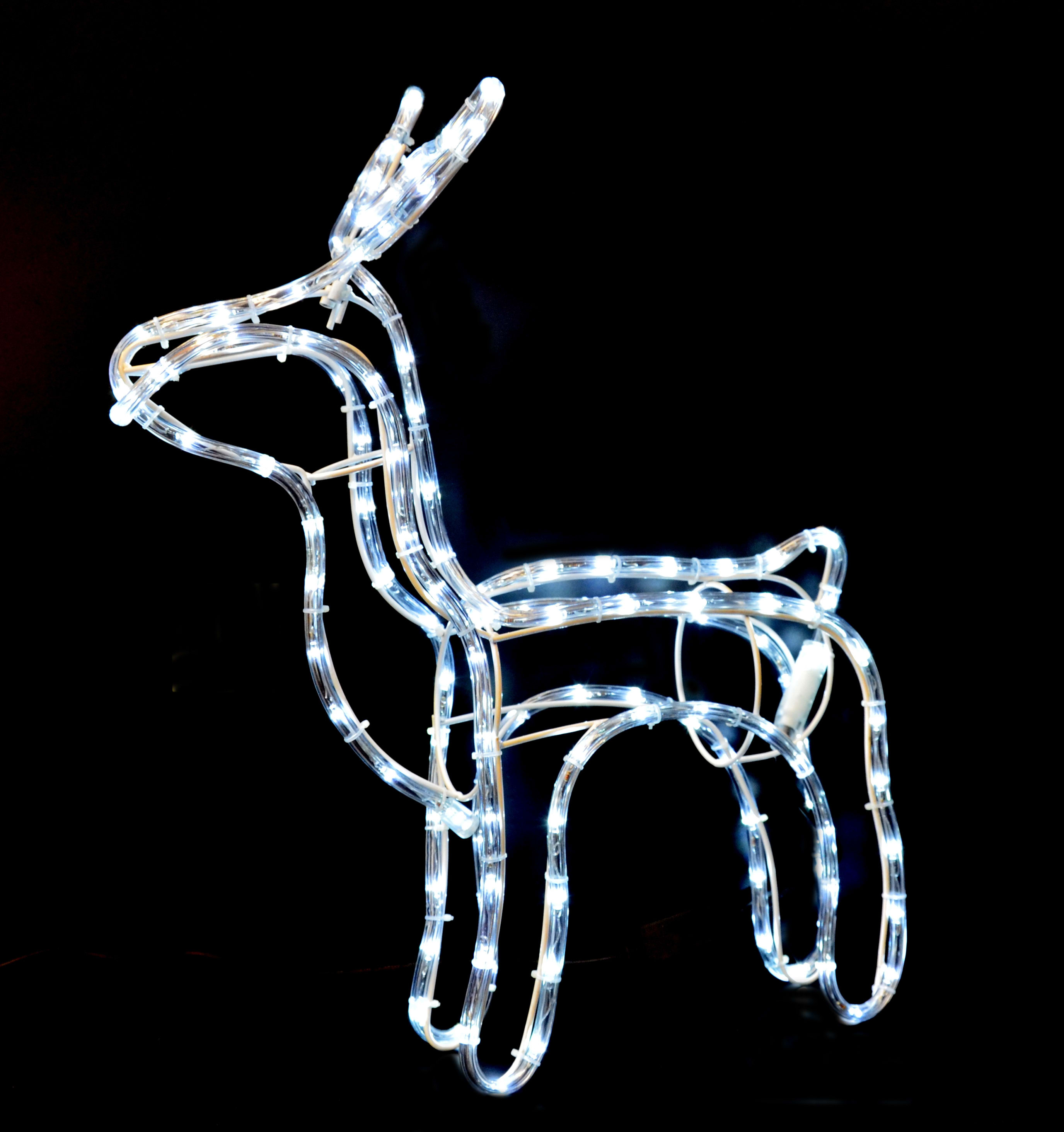 GIOCOPLAST NATALE - RENNA CON TUBO LED BIANCO, 120 LED 55X48X23CM 220-240V IP44
