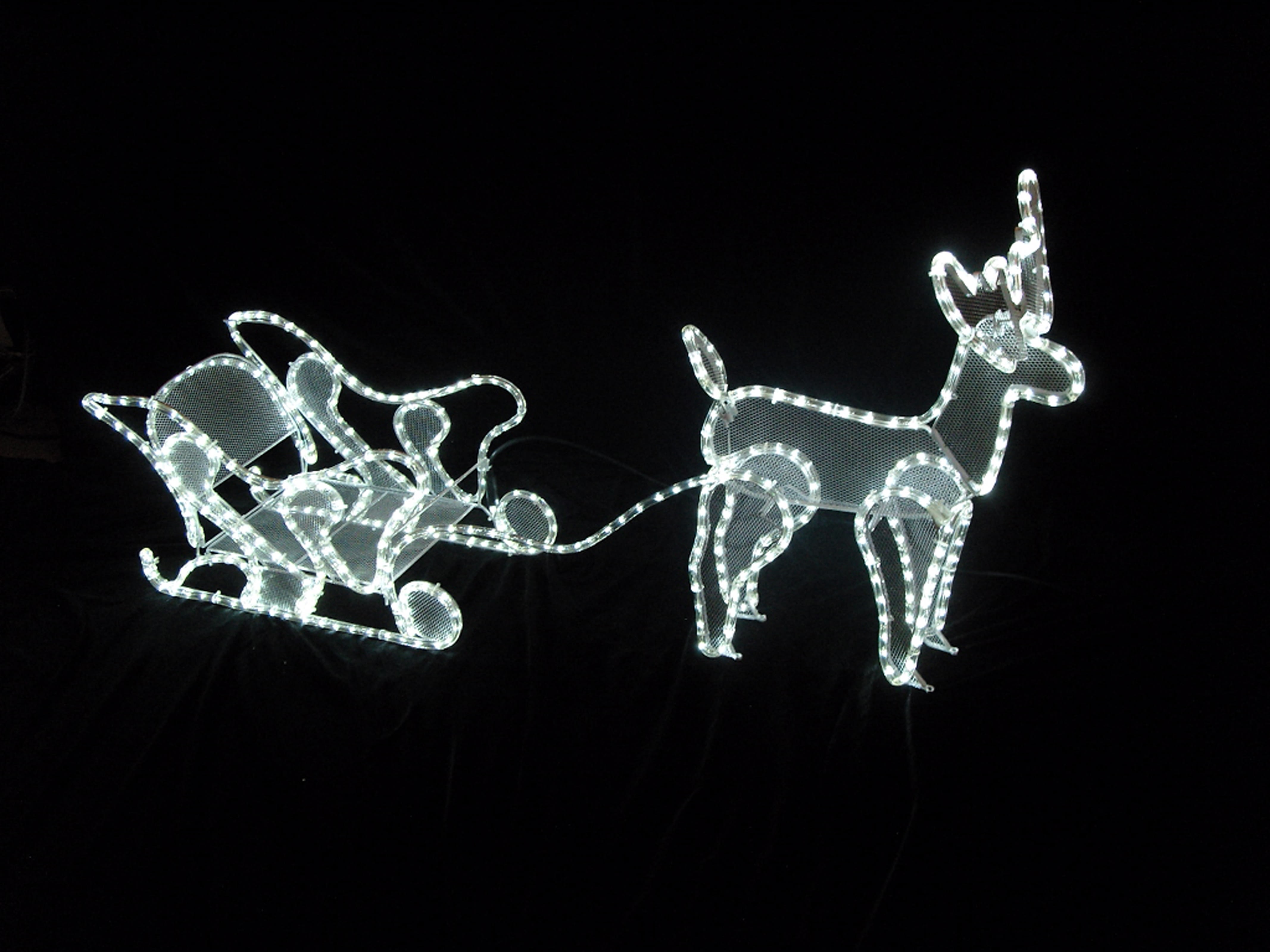 GIOCOPLAST NATALE - RENNA CON SLITTA CON TUBO LED BIANCO, 220-240V IP44, RENNA:60X50X11CM SLITTA:30X60X30CM 17518248